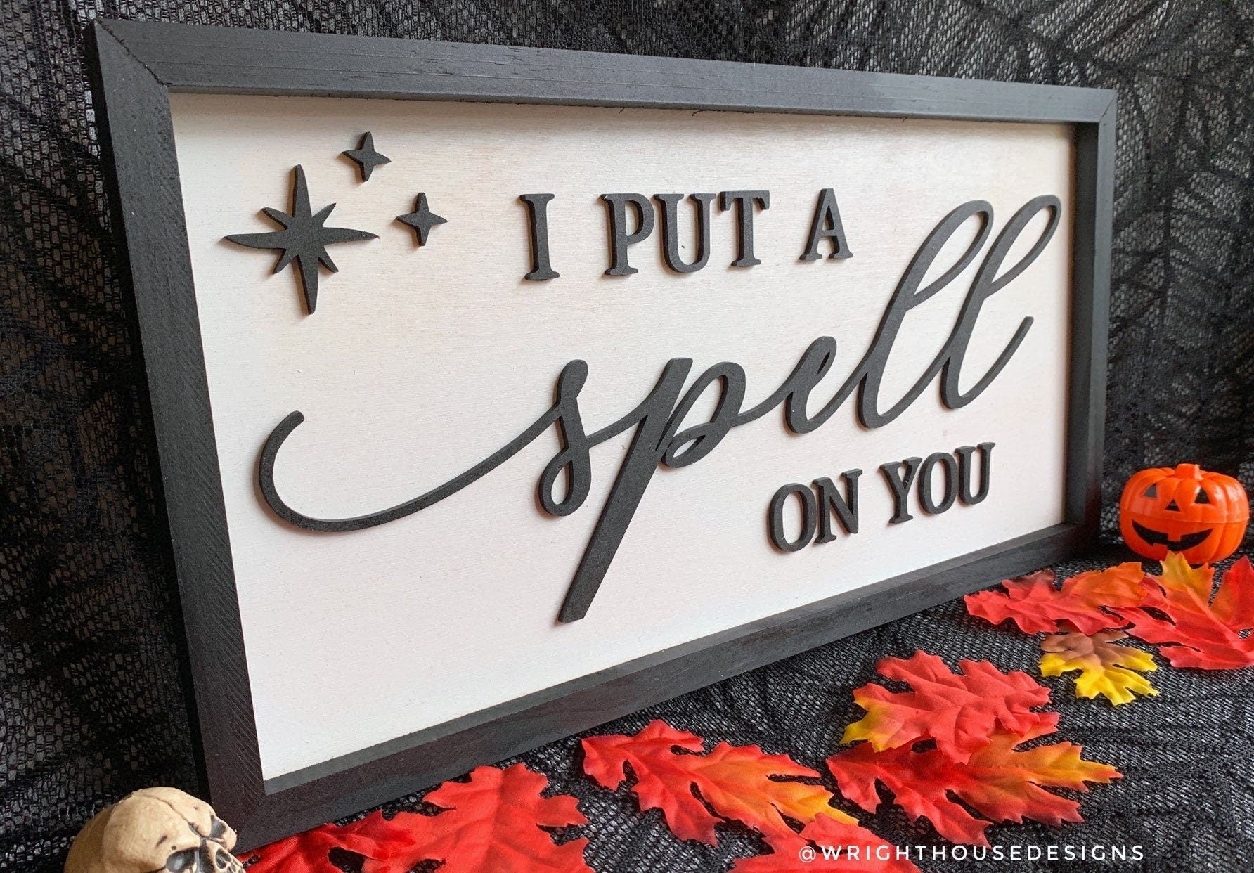 I Put A Spell On You - Modern Farmhouse Halloween - Witchy Coffee Bar Sign - Hocus Pocus Wall Art - Dark Cottagecore Home and Kitchen Decor