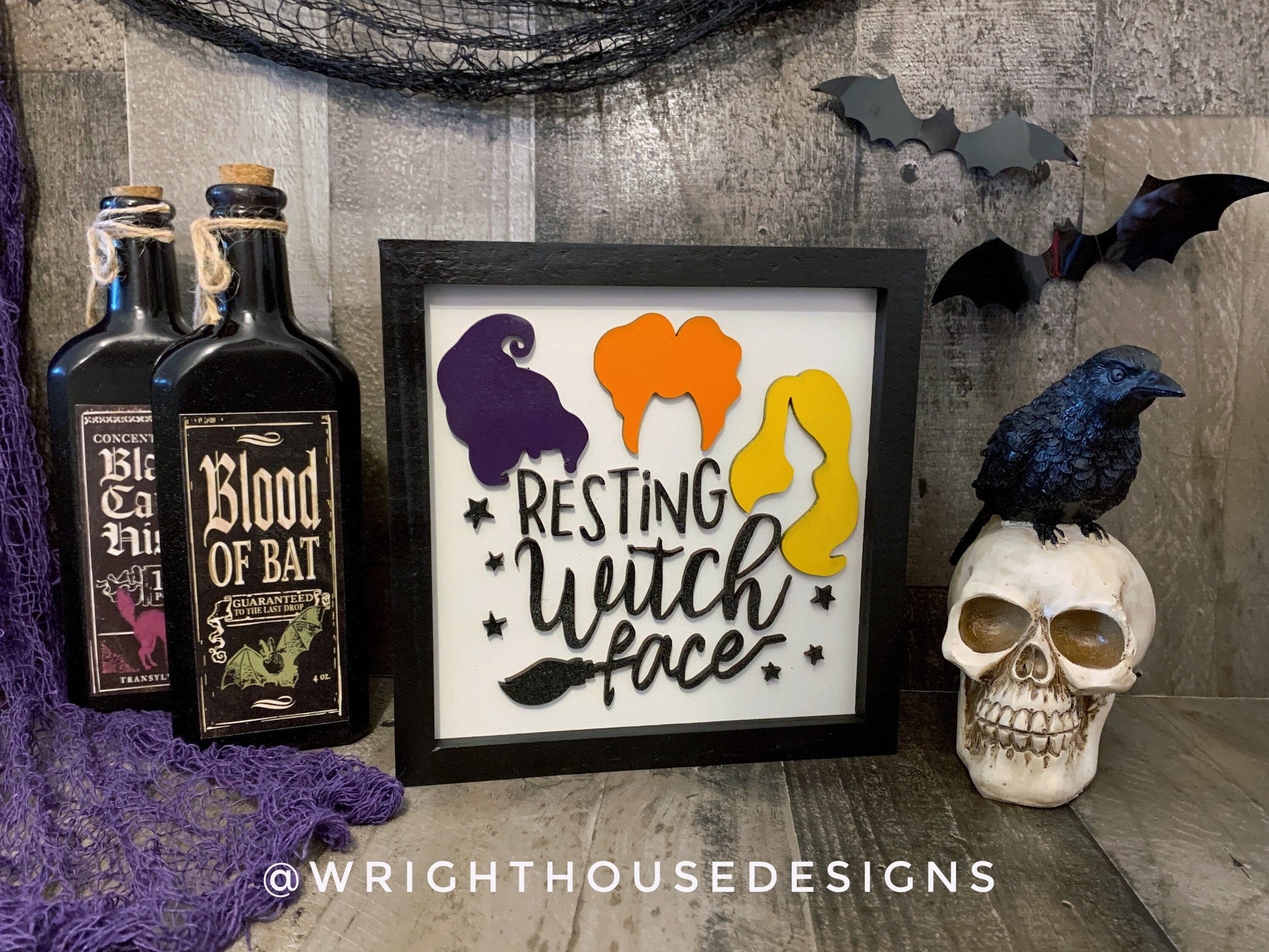 Resting Witch Face - Halloween Coffee Bar Sign - Hocus Pocus Wall Art - Witchy Wall Sign - Dark Cottagecore Seasonal Home and Kitchen Decor