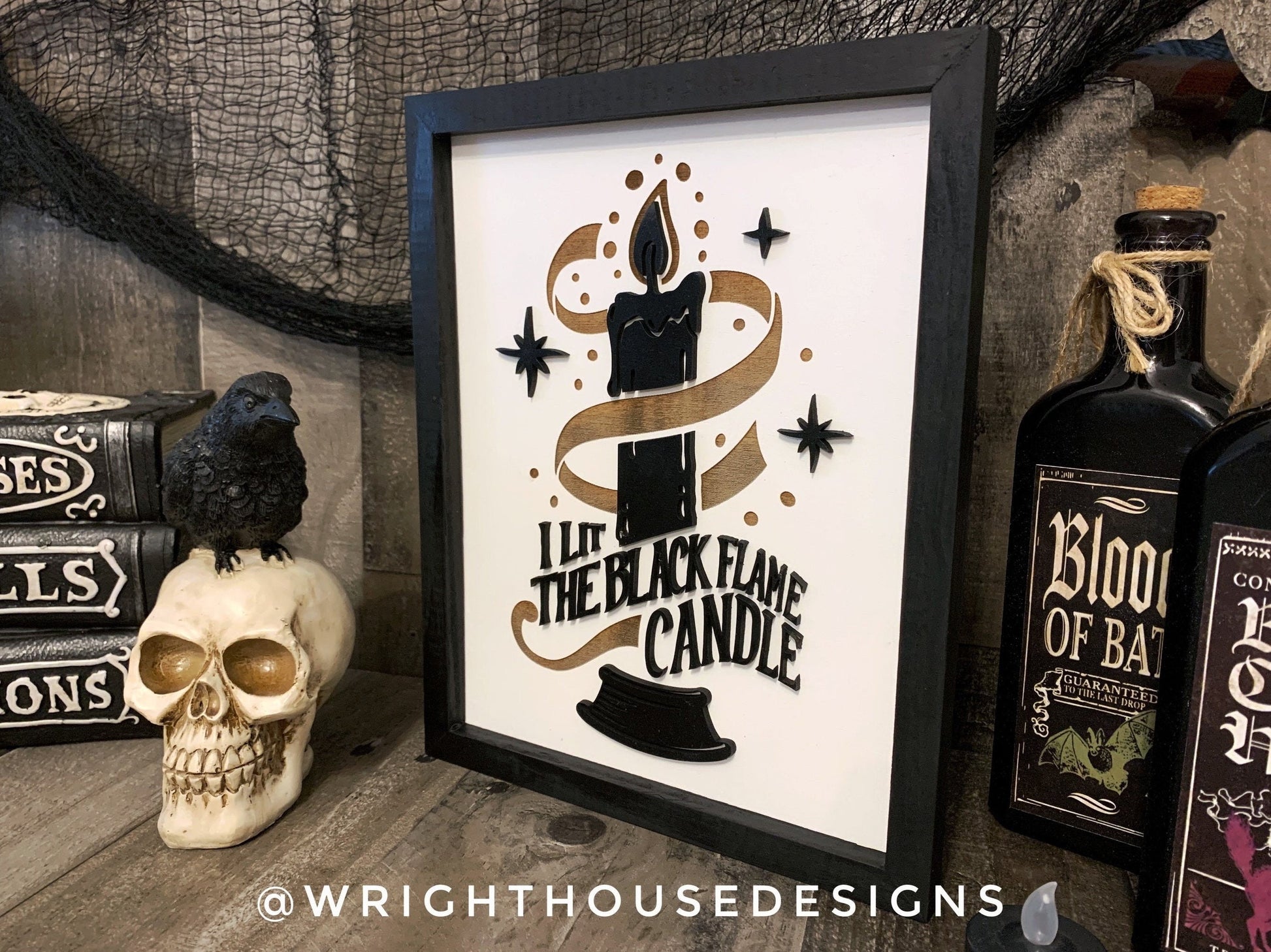 I Lit The Black Flame Candle - Halloween Coffee Bar Sign - Hocus Pocus Wall Art - Witchy Room Decor - Dark Academia - Cottagecore Decor