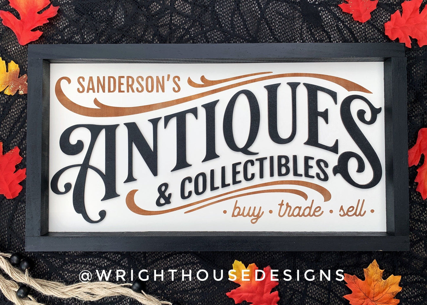 Sanderson’s Antiques - Halloween Witchy Wall Sign - Wooden Coffee Bar Sign - Dark Academia - Cottagcore Witch Home Decor - Gothic Wall Art