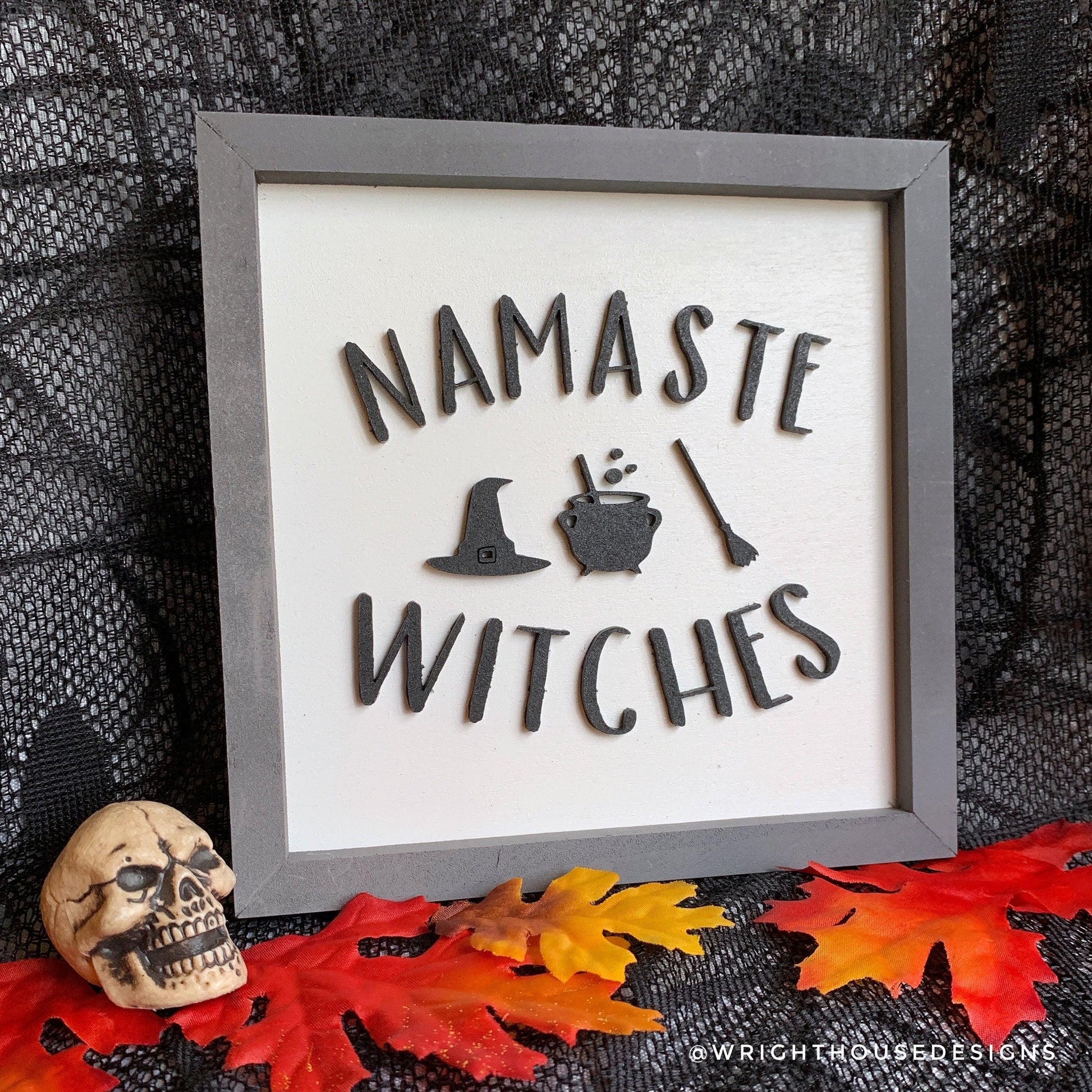 Namaste Witches - Witchy Coffee Station Sign - Halloween Console Table Decor - Dark Cottagecore - Seasonal Witchy Home and Kitchen Decor
