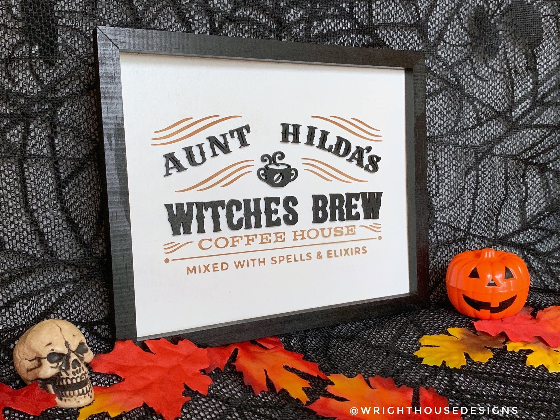 Aunt Hilda’s Witches Brew Coffee House - Kitchen Witch Wall Sign - Halloween Console Table - Coffee Bar Sign - Witchy Cottagecore Home Decor