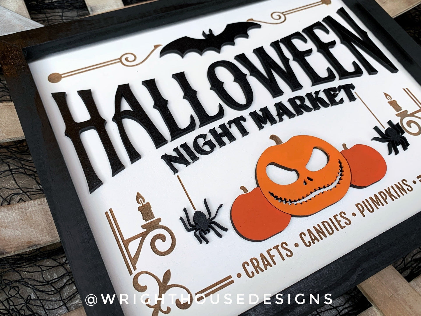 Halloween Night Market - Witchy Wall Sign - Seasonal Coffee Bar Sign - Cottagecore Pumpkin Decor - Dark Academia Room Decor - Goth Wall Art