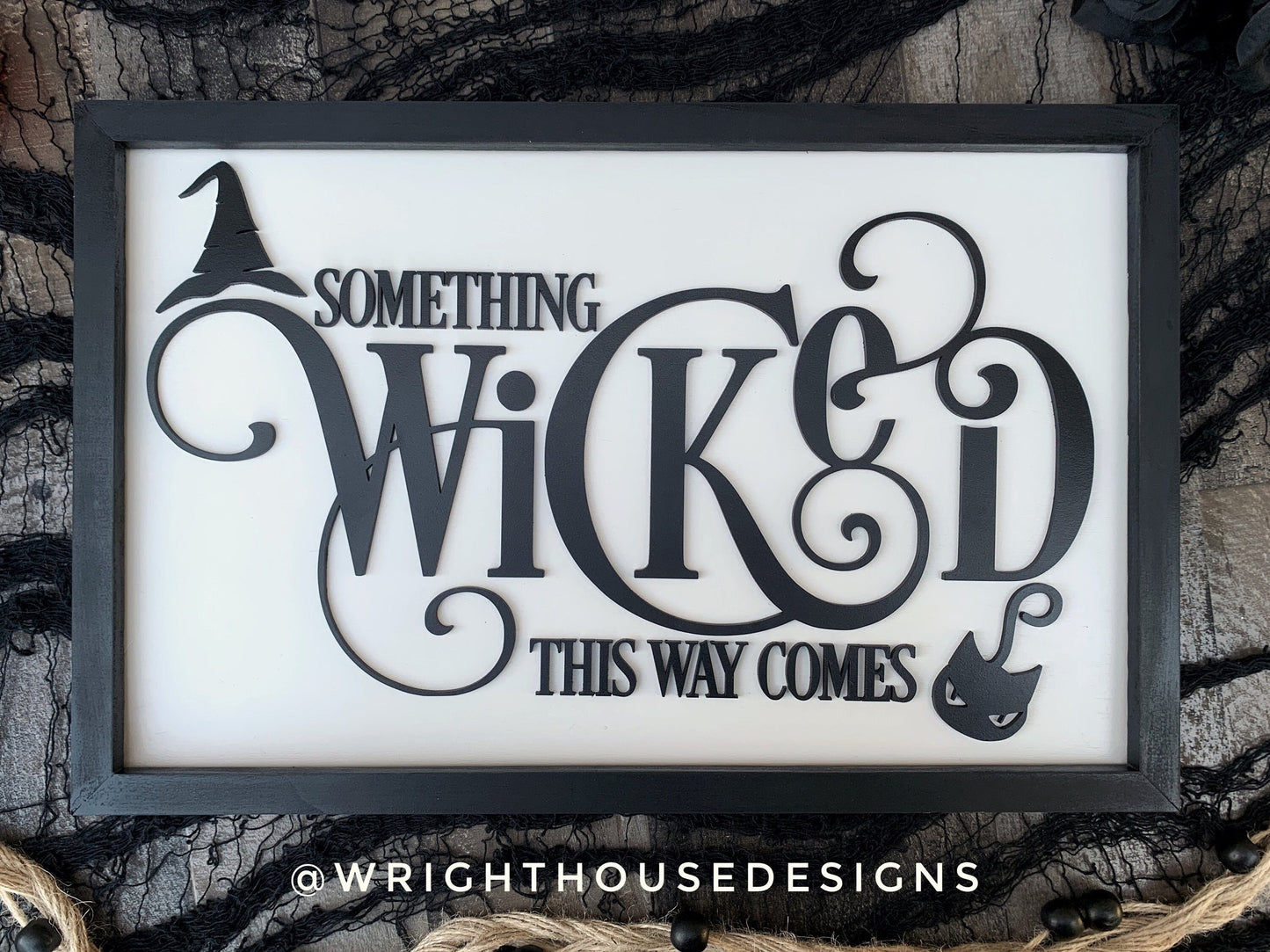 Something Wicked This Way Comes - Halloween Witchy Home Decor - Seasonal Coffee Bar Sign - Dark Academia - Handcrafted Framed Goth Wall Art