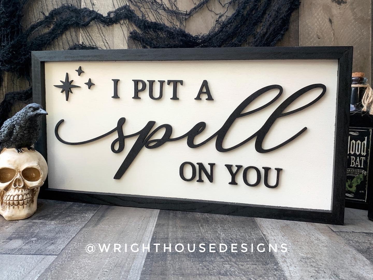 I Put A Spell On You - Modern Farmhouse Halloween - Witchy Coffee Bar Sign - Hocus Pocus Wall Art - Dark Cottagecore Home and Kitchen Decor