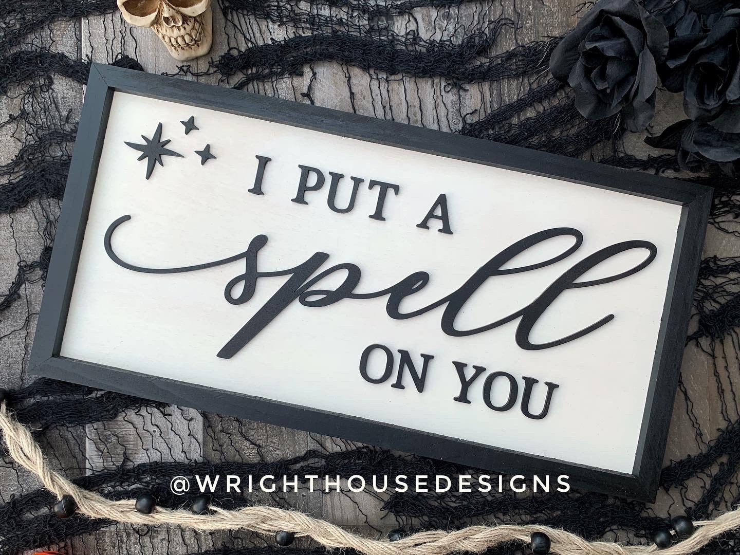 I Put A Spell On You - Modern Farmhouse Halloween - Witchy Coffee Bar Sign - Hocus Pocus Wall Art - Dark Cottagecore Home and Kitchen Decor