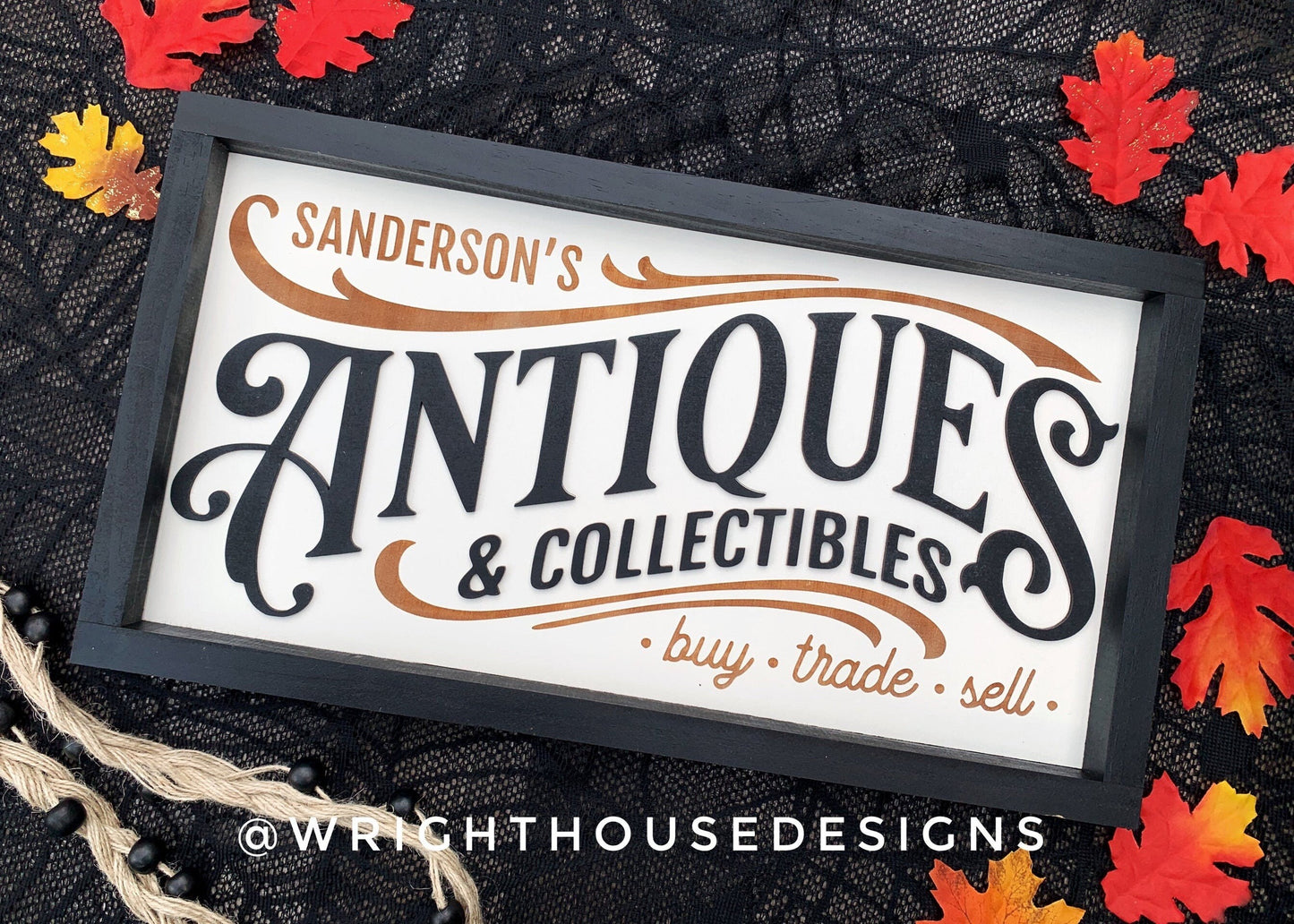 Sanderson’s Antiques - Halloween Witchy Wall Sign - Wooden Coffee Bar Sign - Dark Academia - Cottagcore Witch Home Decor - Gothic Wall Art