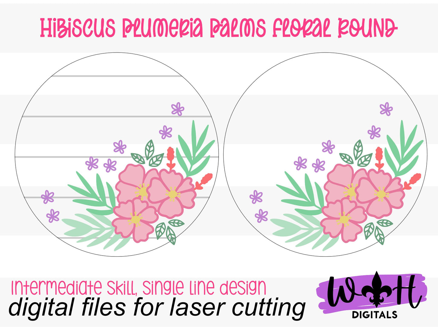 Hibiscus Plumeria Palms Tropical Summer Door Hanger - Floral Sign Making and DIY Kits - Cut File For Glowforge Laser - Digital SVG File