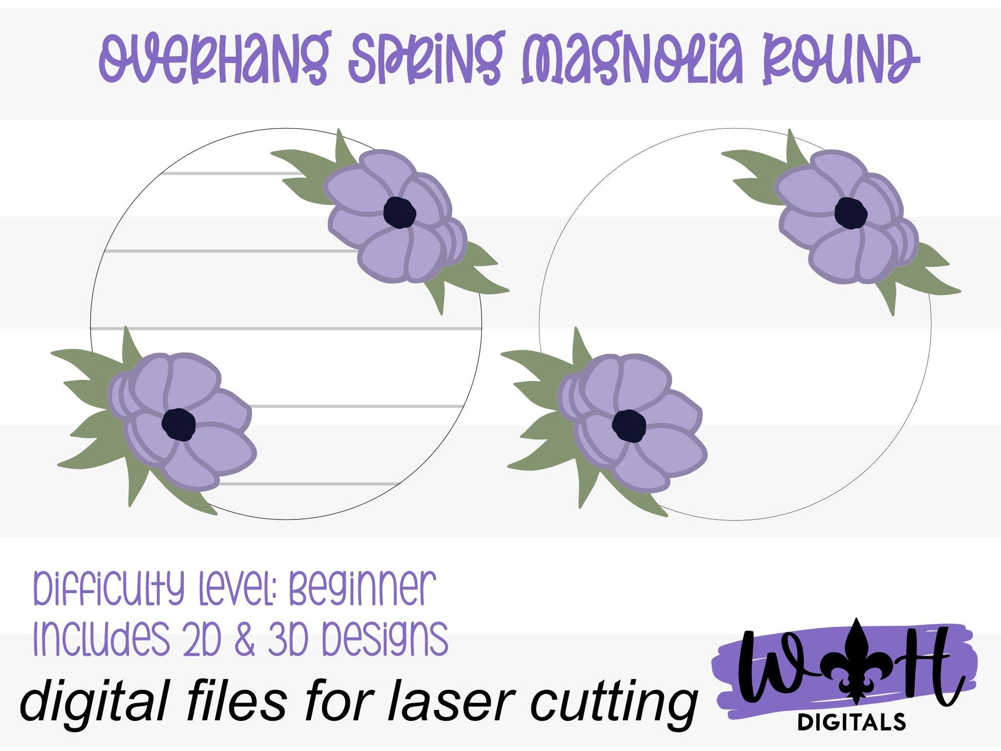 Farmhouse Spring Magnolia Door Hanger Floral Round - Seasonal Sign Making and DIY Kits - Cut File For Glowforge Lasers - Digital SVG File
