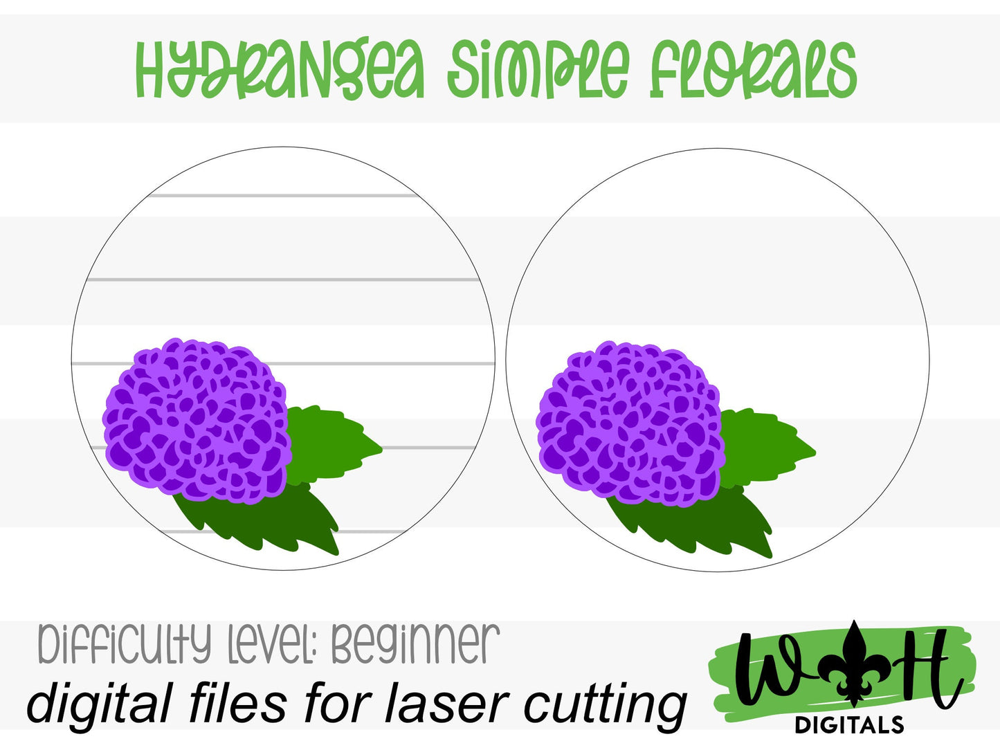 Hydrangea Simple Floral Shelf Sitter Sign - Round Sign Making and DIY Kits - Beginner Cut File For Glowforge Lasers - Digital SVG File