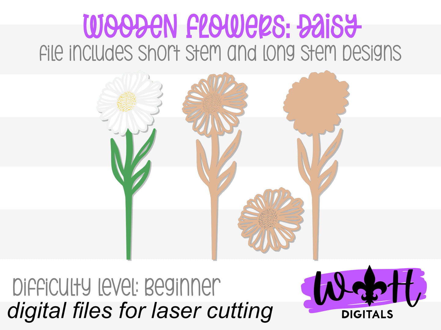 Daisy Wooden Laser Cut Flowers - Simple Diy Florals For Bouquets - Files for Sign Making - SVG Laser Cut File For Glowforge - Digital File