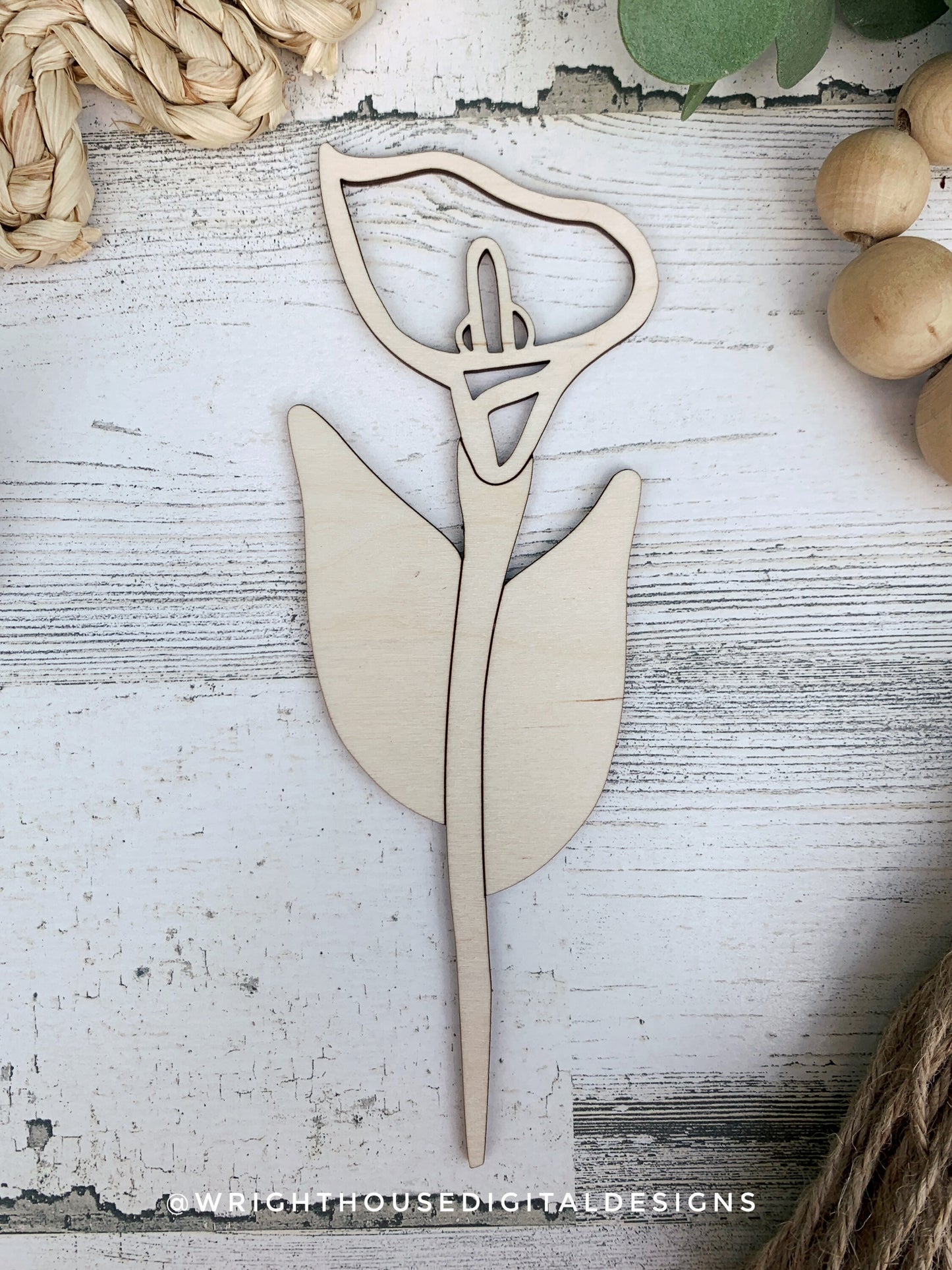 Calla Lily Wooden Laser Cut Flowers - Simple Diy Florals For Bouquets - Files for Sign Making - SVG Cut File For Glowforge - Digital File