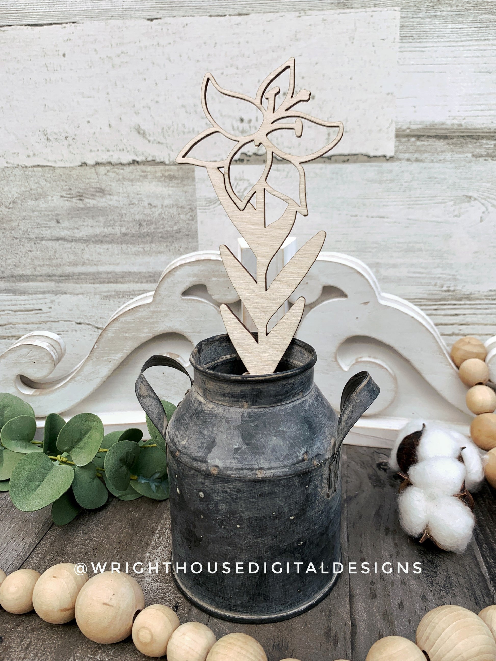 Stargazer Lily Wooden Laser Cut Flower - Simple Diy Florals For Bouquets - Files for Sign Making - SVG Cut File For Glowforge - Digital File