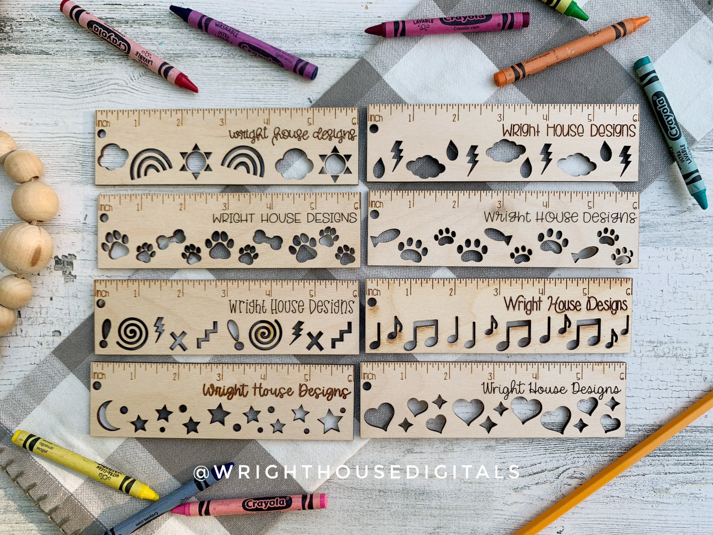 6 Inch Decorative Pattern Rulers For Laser Cutting - Files For Product Photography Staging - Digital SVG Cut Files For Glowforge Lasers