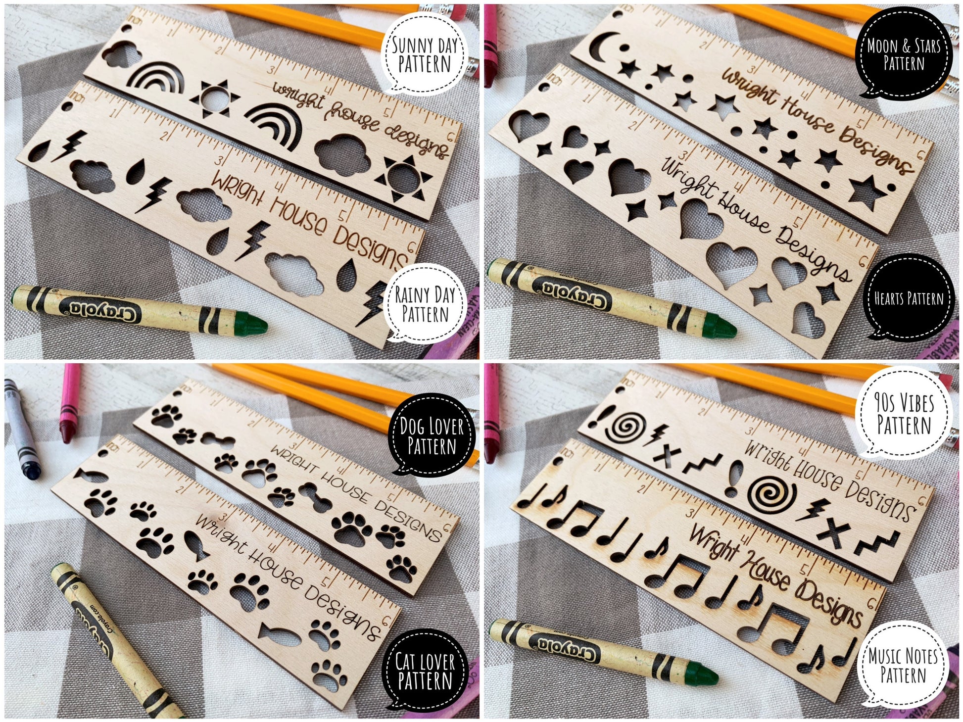 6 Inch Decorative Pattern Rulers For Laser Cutting - Files For Product Photography Staging - Digital SVG Cut Files For Glowforge Lasers