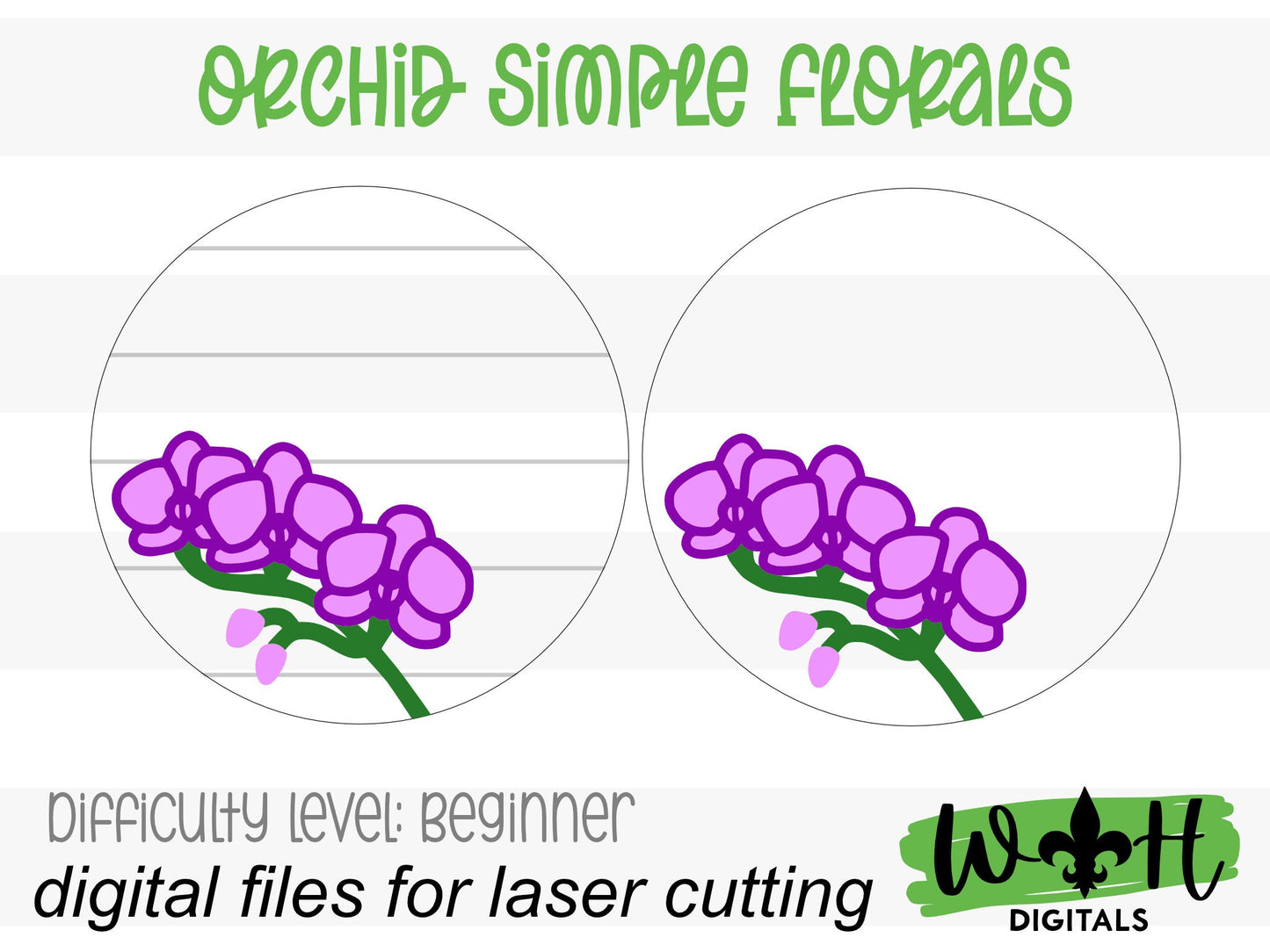 Orchid Simple Floral Shelf Sitter Sign - Round Sign Making and DIY Kits - Beginner Cut File For Glowforge Lasers - Digital SVG File