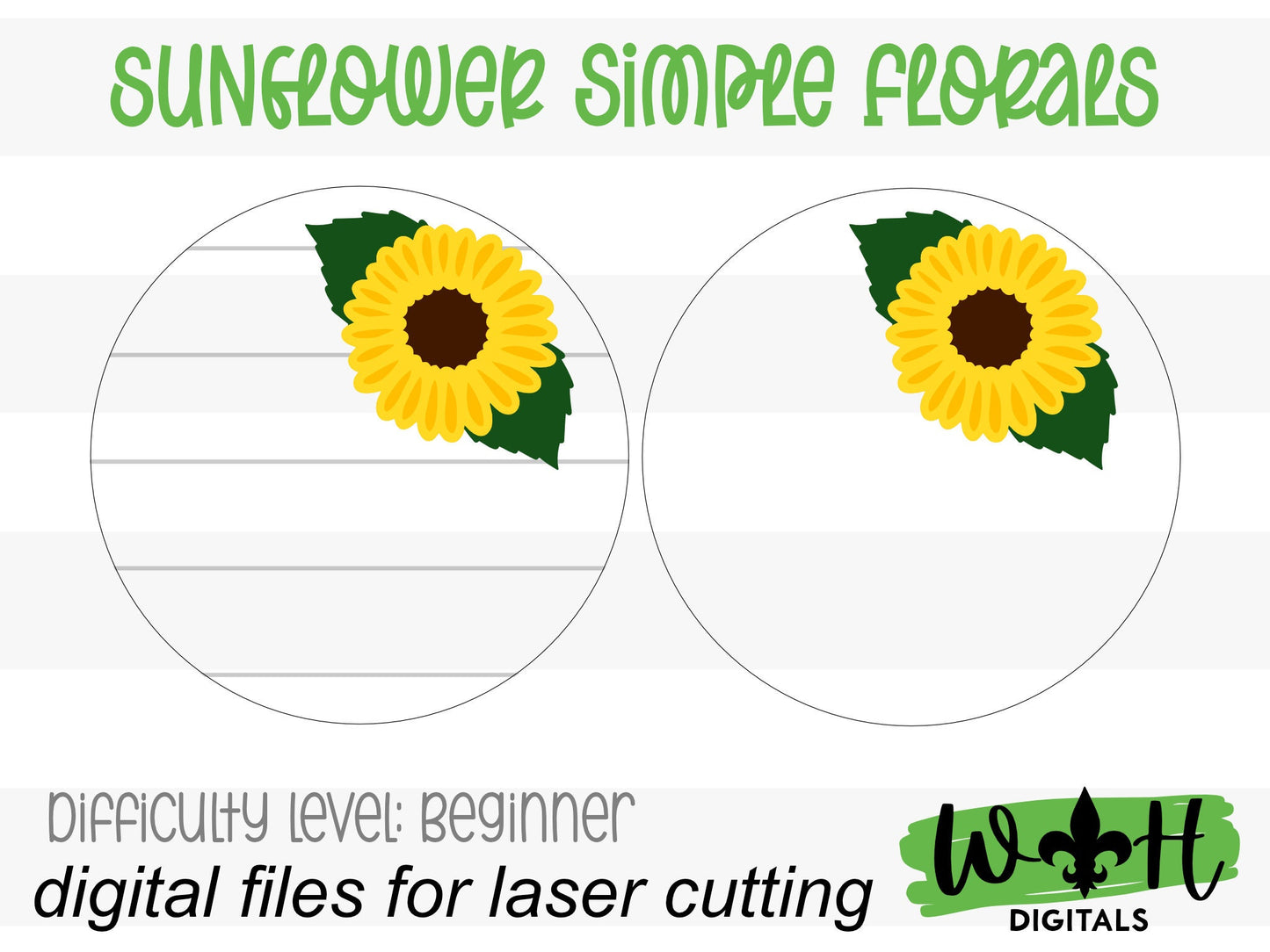 Sunflower Simple Floral Shelf Sitter Sign - Round Sign Making and DIY Kits - Beginner Cut File For Glowforge Lasers - Digital SVG File