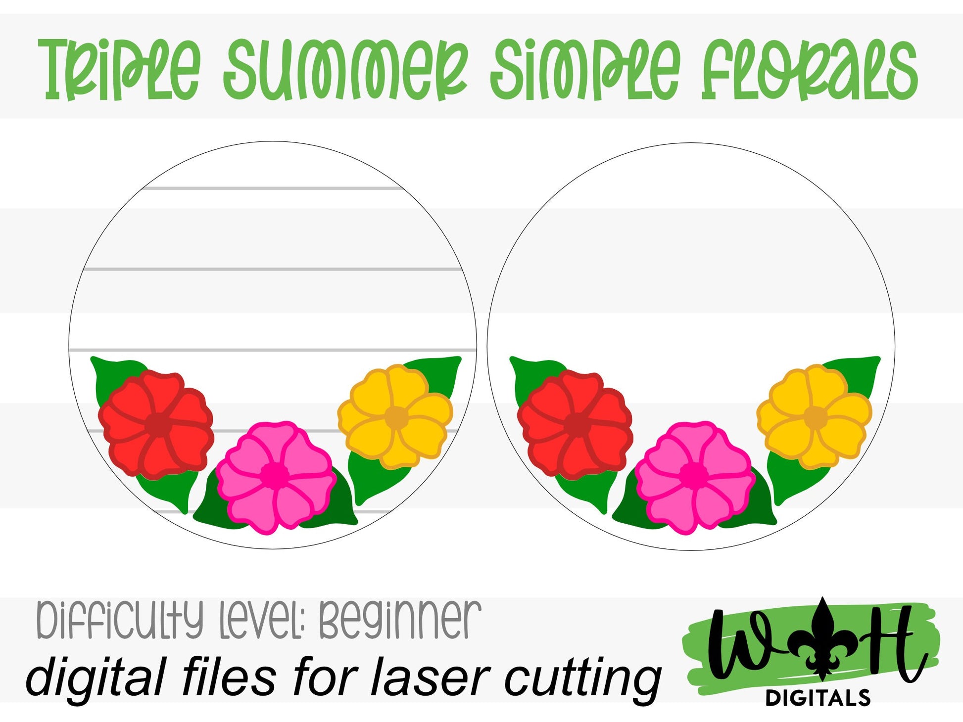 Impatiens Simple Floral Shelf Sitter Sign - Round Sign Making and DIY Kits - Beginner Cut File For Glowforge Lasers - Digital SVG File