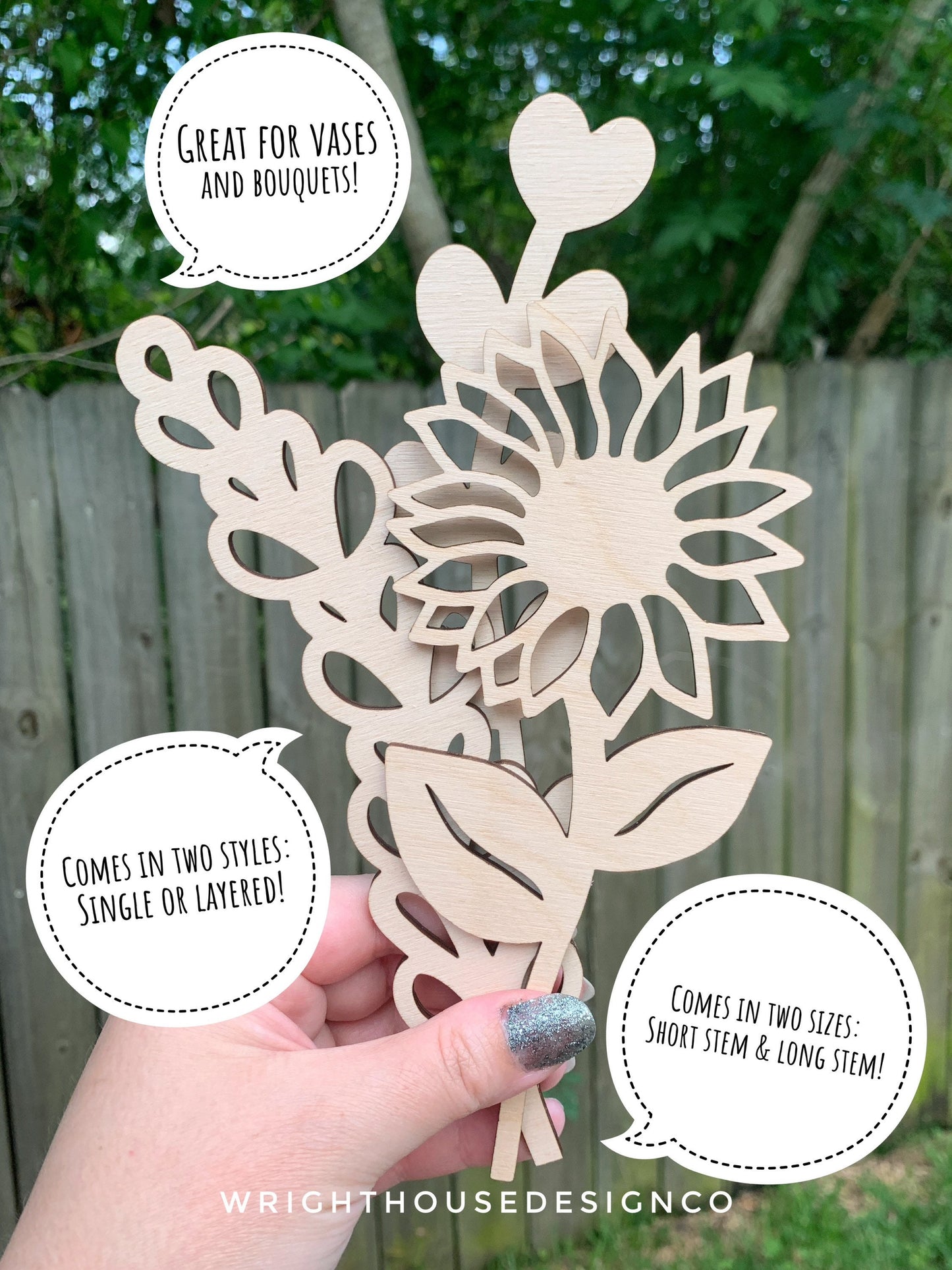 Peony Wooden Laser Cut Flowers - Simple Diy Florals For Bouquets - Files for Sign Making - SVG Cut File For Glowforge - Digital File