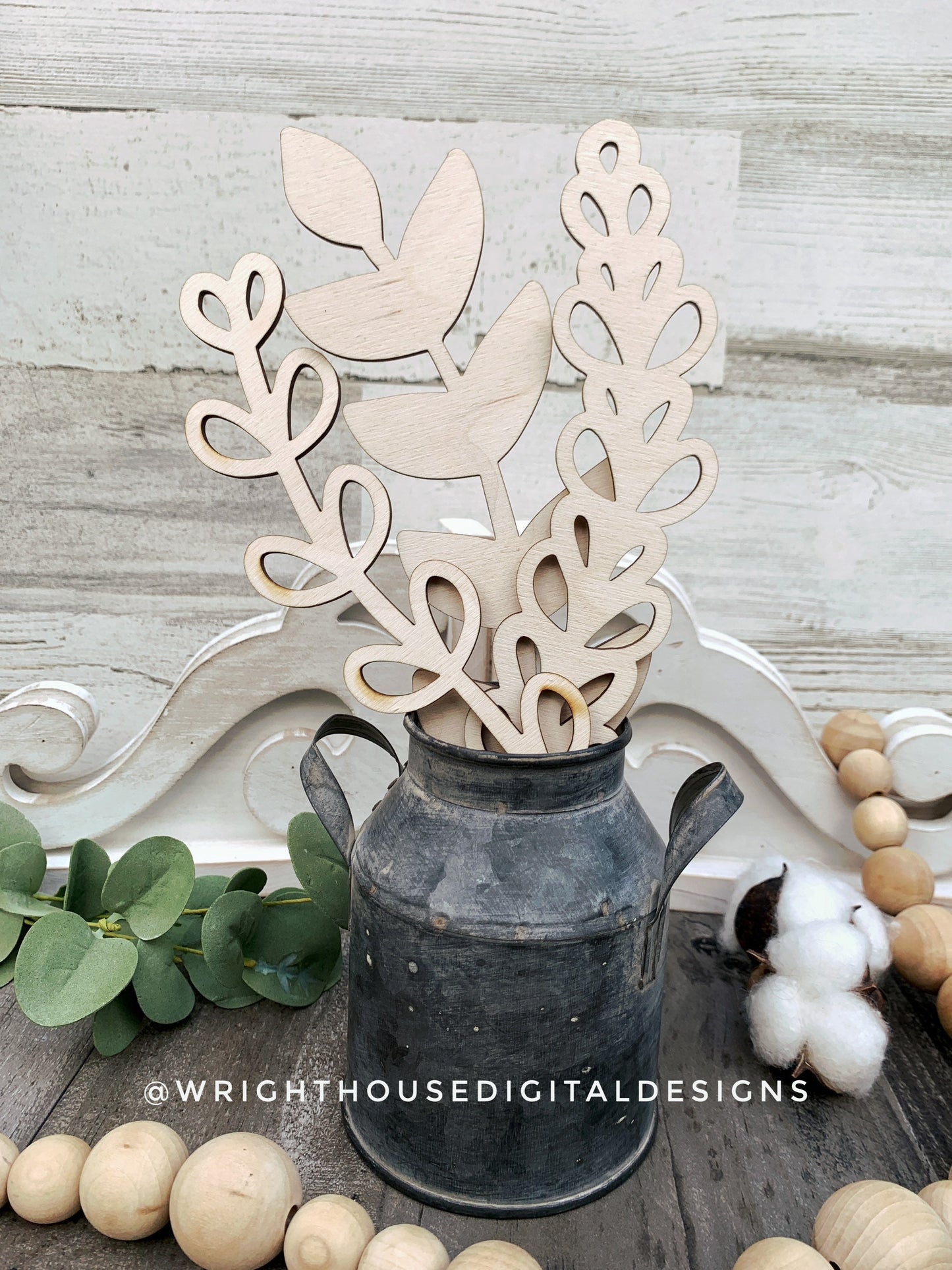 Greenery Wooden Laser Cut Flowers - Simple Diy Florals For Bouquets - Files for Sign Making - SVG Cut File For Glowforge - Digital File