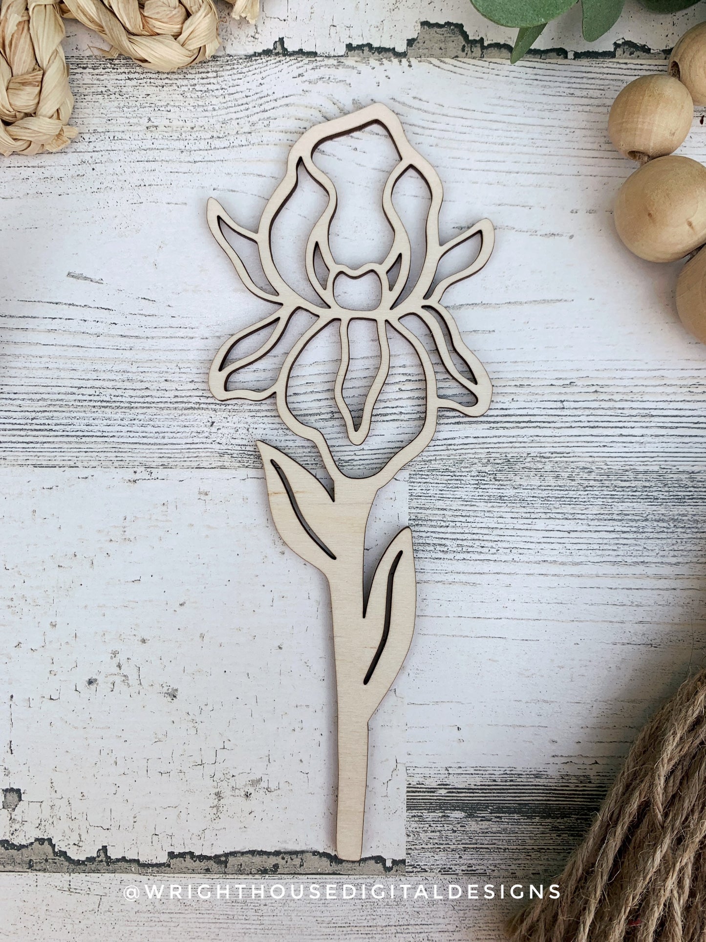 Iris Wooden Laser Cut Flowers - Simple Diy Florals For Bouquets - Files for Sign Making - SVG Cut File For Glowforge - Digital File