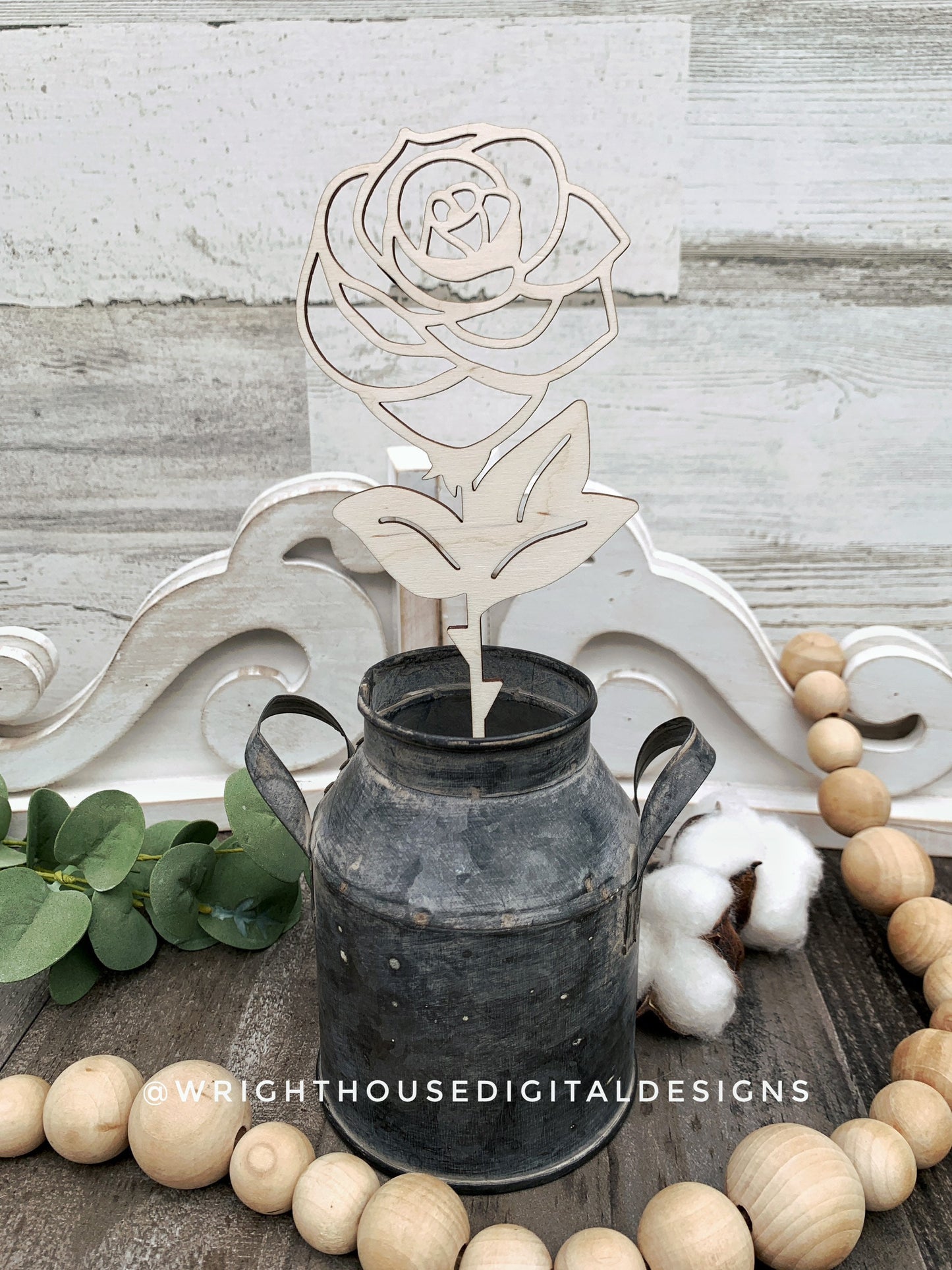 Rose Two Wooden Laser Cut Flowers - Simple Diy Florals For Bouquets - Files for Sign Making - SVG Cut File For Glowforge - Digital File