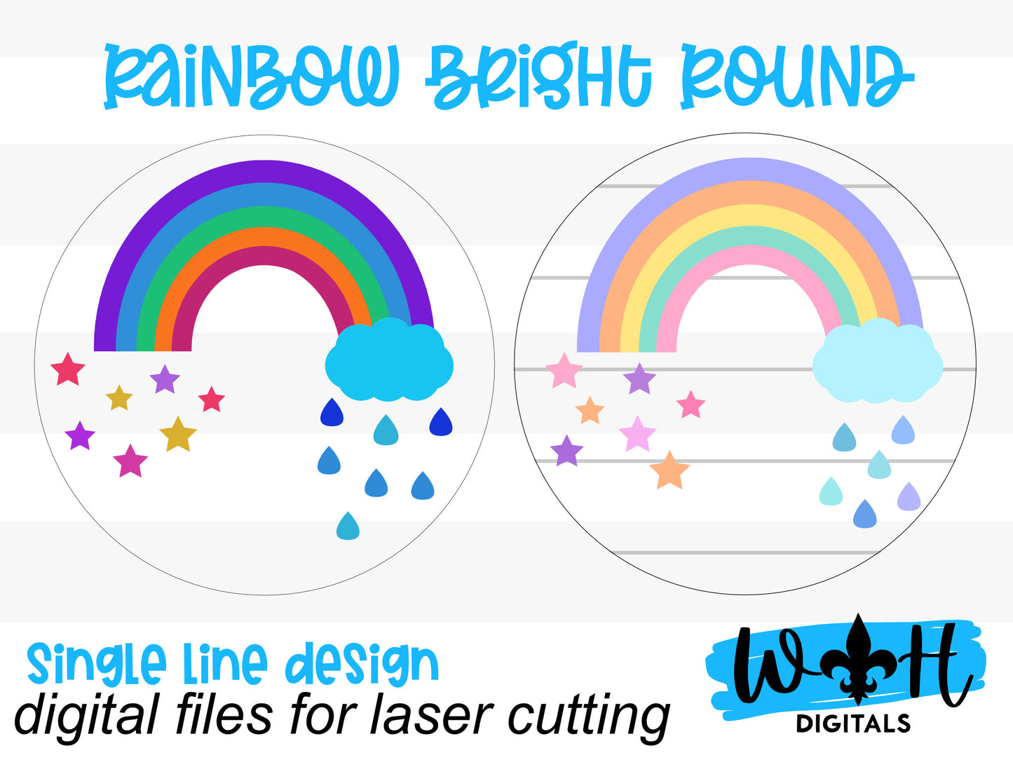 Starlight Rainbow Bright Baby Nursery Round - Sign Making Home Decor and DIY Kits - Cut File For Glowforge Lasers - Digital SVG File