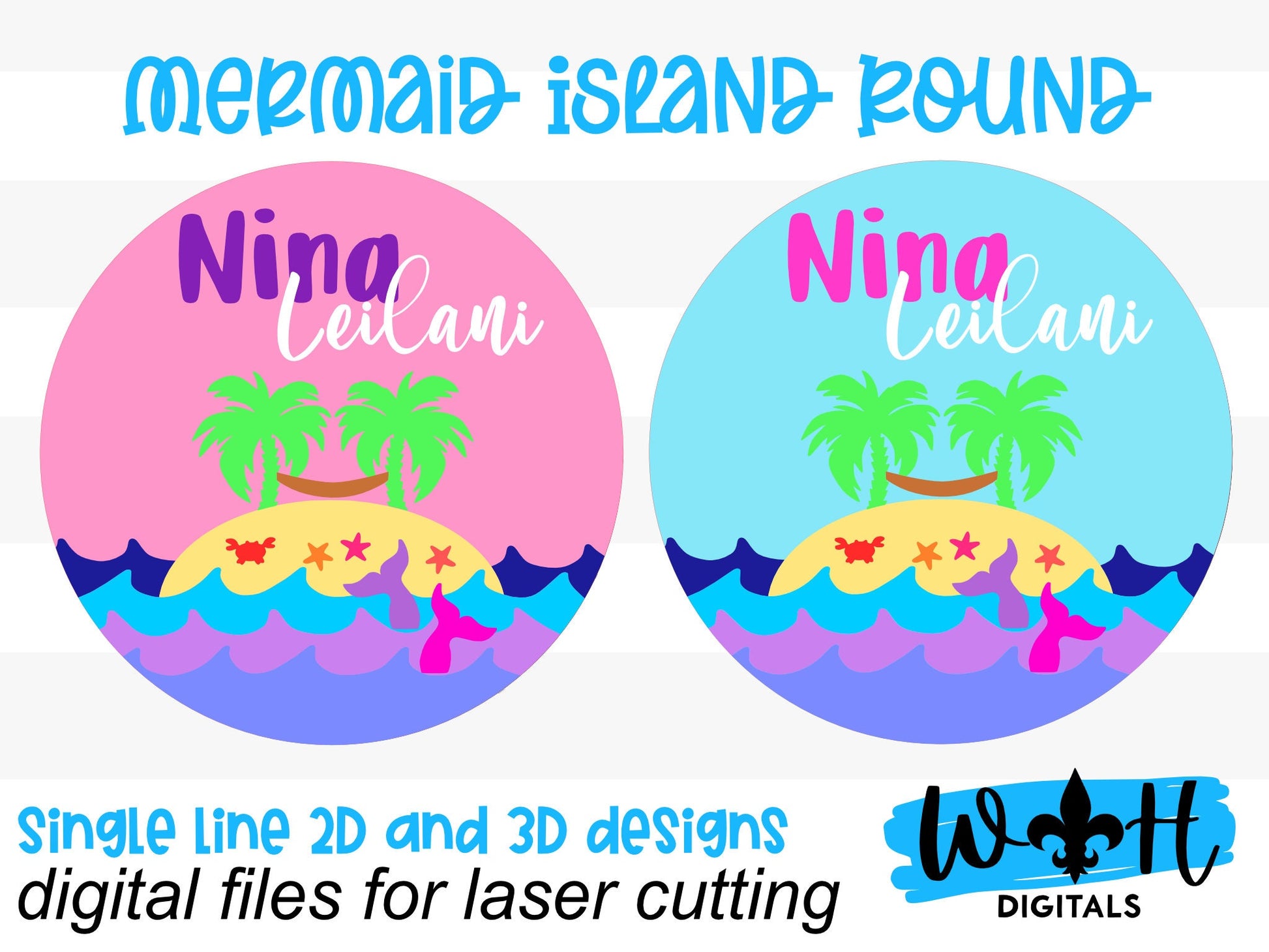 Relaxing In Paradise Mermaid Island Baby Nursery Round - Sign Making Home Decor and DIY Kits - Cut File For Glowforge - Digital SVG File