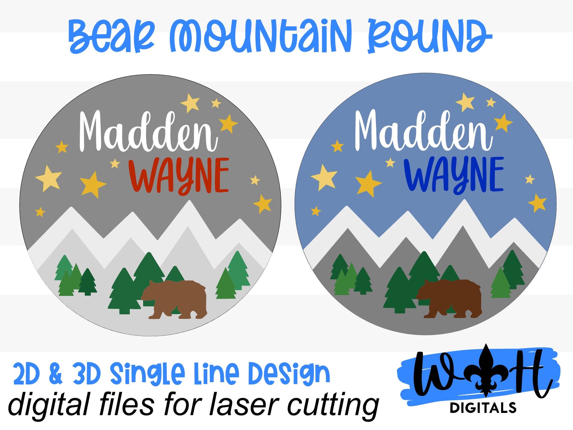 Bear Mountain Woodland Baby Nursery Round - Sign Making Home Decor and DIY Kits - Cut File For Glowforge Lasers - Digital SVG File