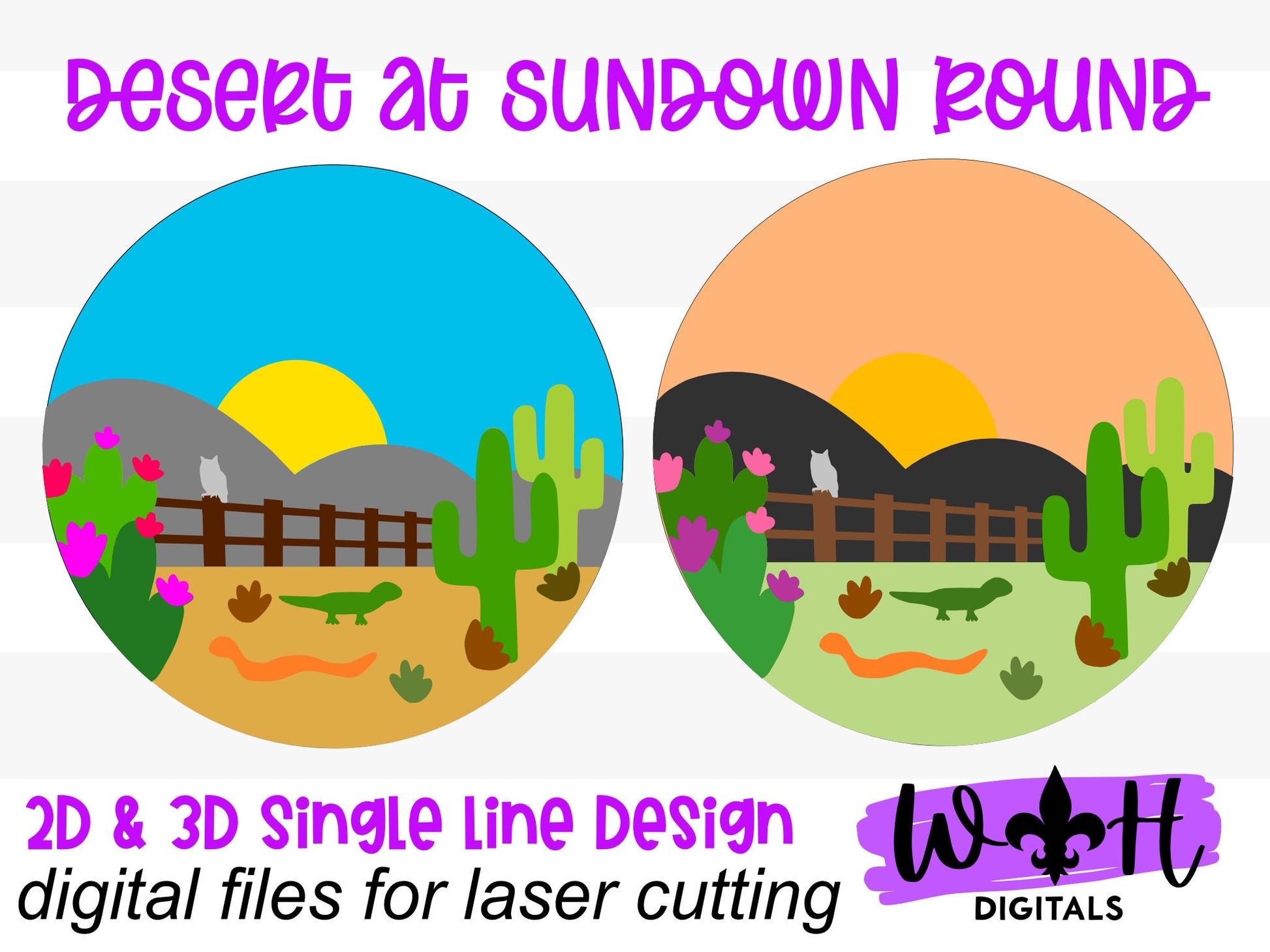 The Desert At Sundown - Baby Girl Nursery Round - Sign Making Home Decor and DIY Kits - Cut File For Glowforge Lasers - Digital SVG File