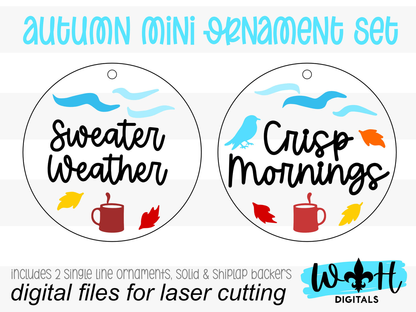 Sweater Weather and Crisp Mornings Fall Traditions Mini Ornament Set - Files for Cutting Machines and Glowforge Lasers - Digital SVG File