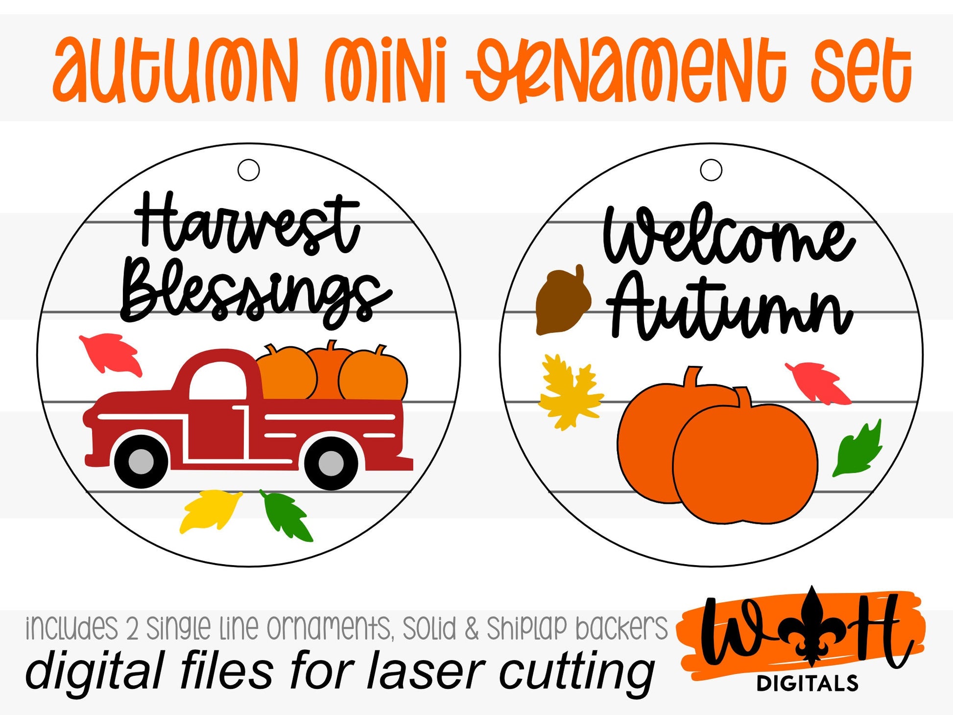 Welcome Autumn and Harvest Blessings Fall Traditions Mini Ornament Set - Files for Cutting Machines and Glowforge Lasers - Digital SVG File