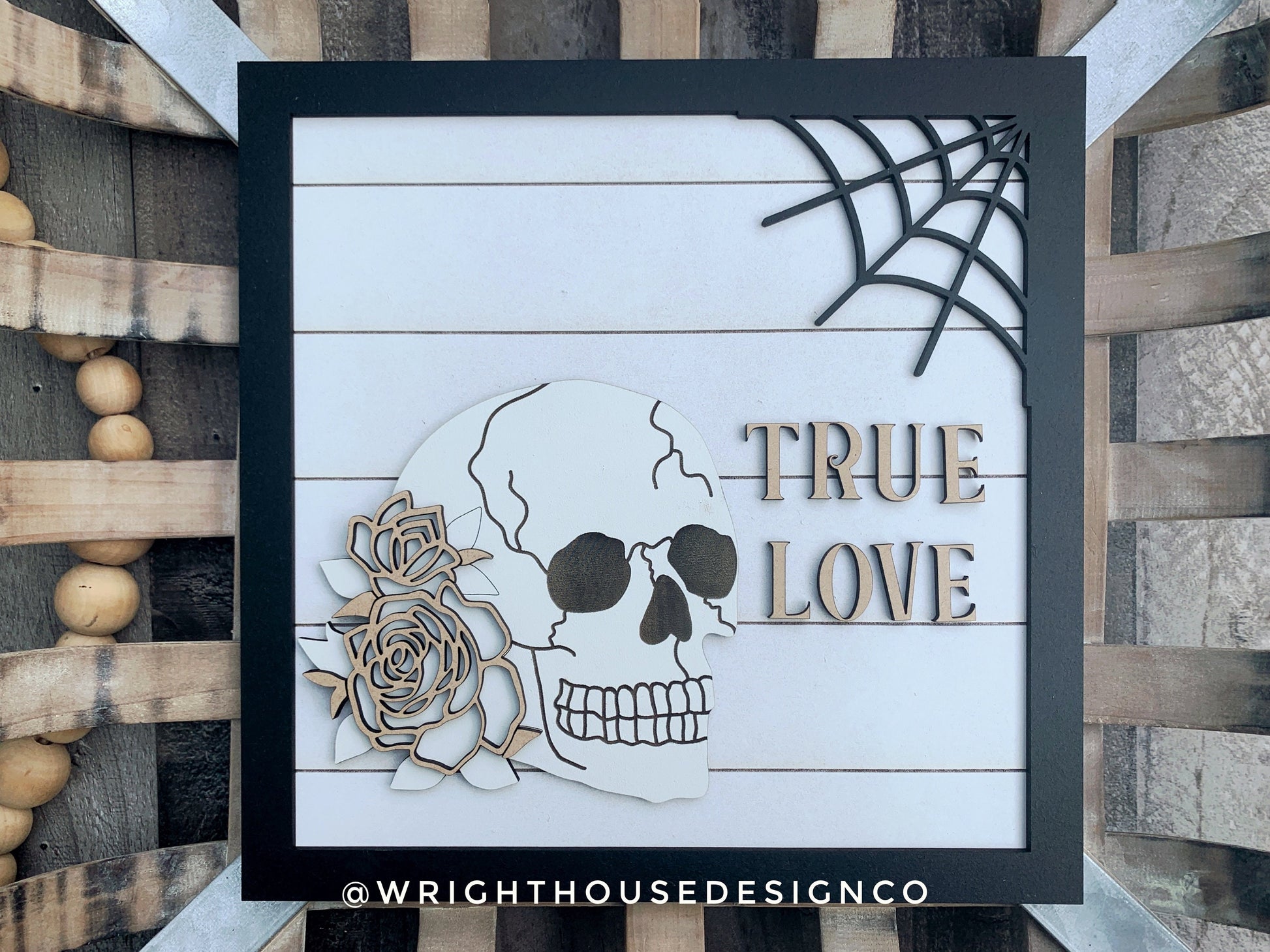Steampunk Skulls True Love Never Dies Halloween Set - Seasonal Sign Making and DIY Kits - Cut File For Glowforge Lasers - Digital SVG File