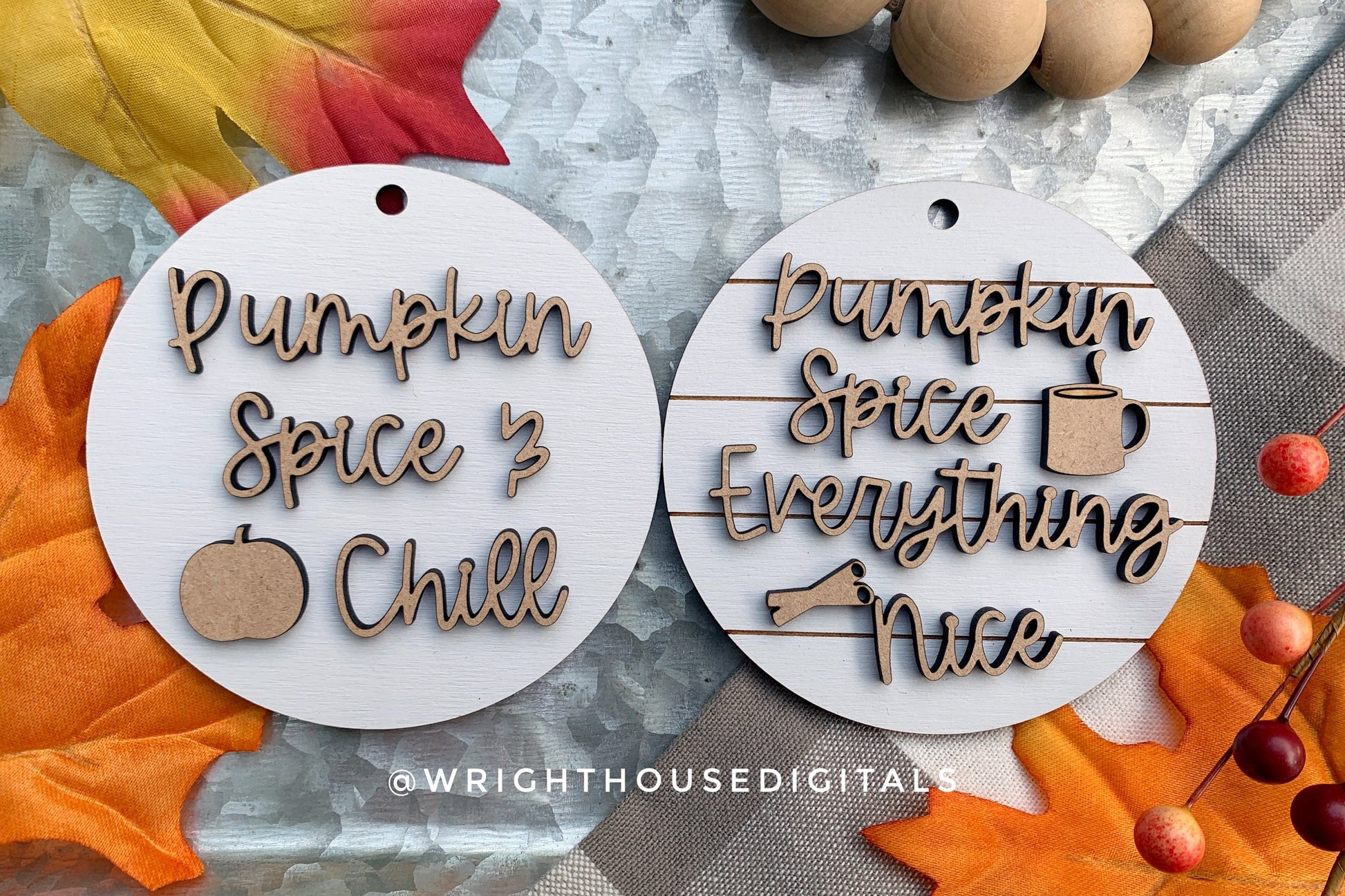 Pumpkin Spice Everything Nice Fall Traditions Mini Ornament Set - Digital Files for Cutting Machines and Glowforge Lasers - Digital SVG File