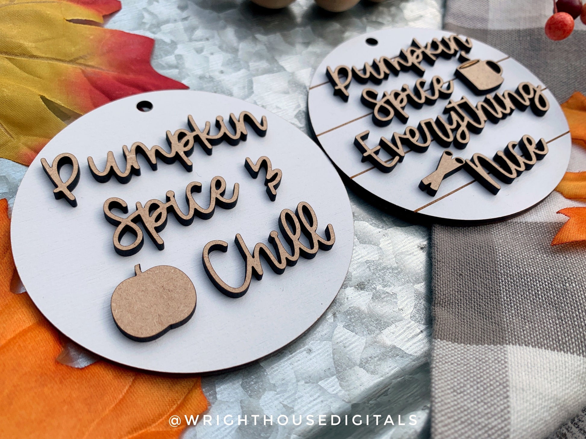 Pumpkin Spice Everything Nice Fall Traditions Mini Ornament Set - Digital Files for Cutting Machines and Glowforge Lasers - Digital SVG File