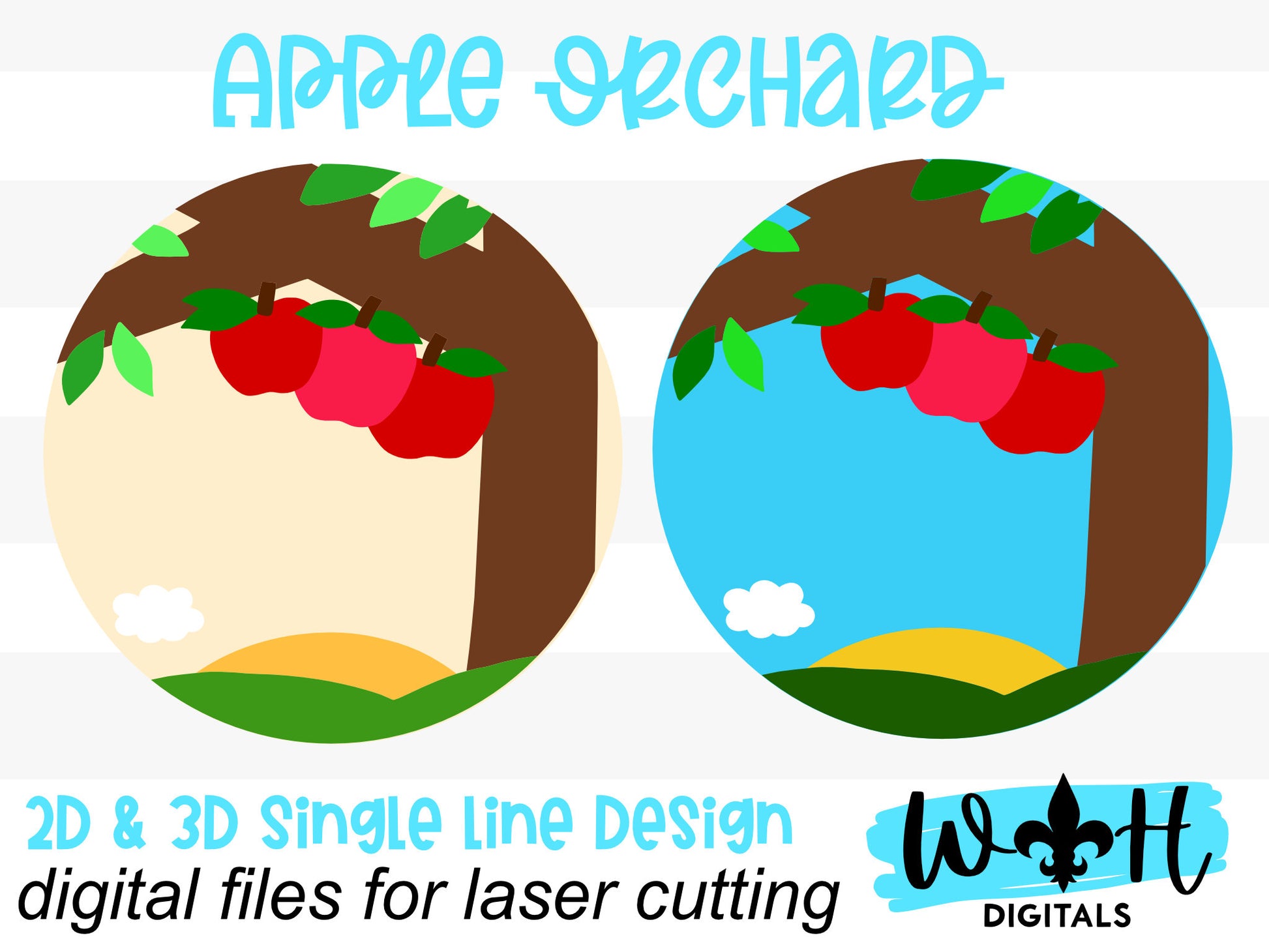 Apple Tree Orchard Fruit Theme Nursery and Door Hanger Round - Sign Making and DIY Kits - Cut File For Glowforge Lasers - Digital SVG File