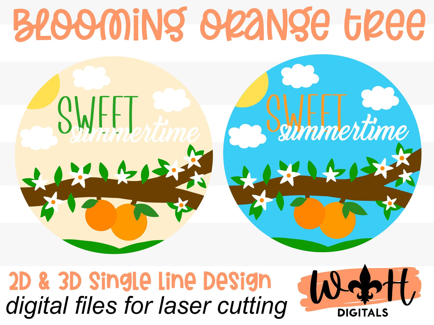 Blooming Orange Tree Fruit Theme Nursery and Door Hanger Round - Sign Making and DIY Kits - Cut File For Glowforge Lasers - Digital SVG File