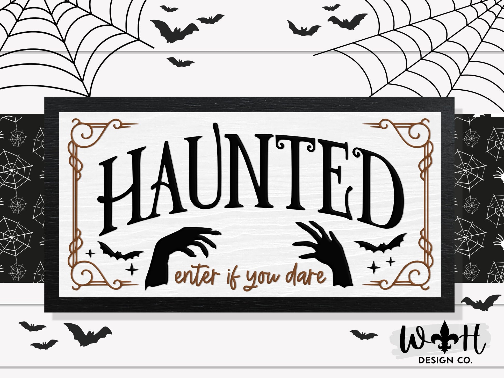 Haunted Enter If You Dare - Halloween Witchy Room Decor - Spooky Season Coffee Bar Sign - Dark Academia - Cottagecore Framed Wooden Wall Art