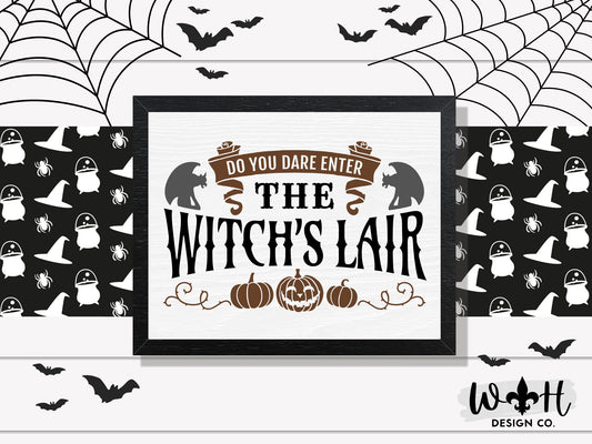 Enter The Witch’s Lair - Halloween Witchy Home Decor - Spooky Season Console Table and Coffee Bar Sign - Dark Academia Decor - Goth Wall Art