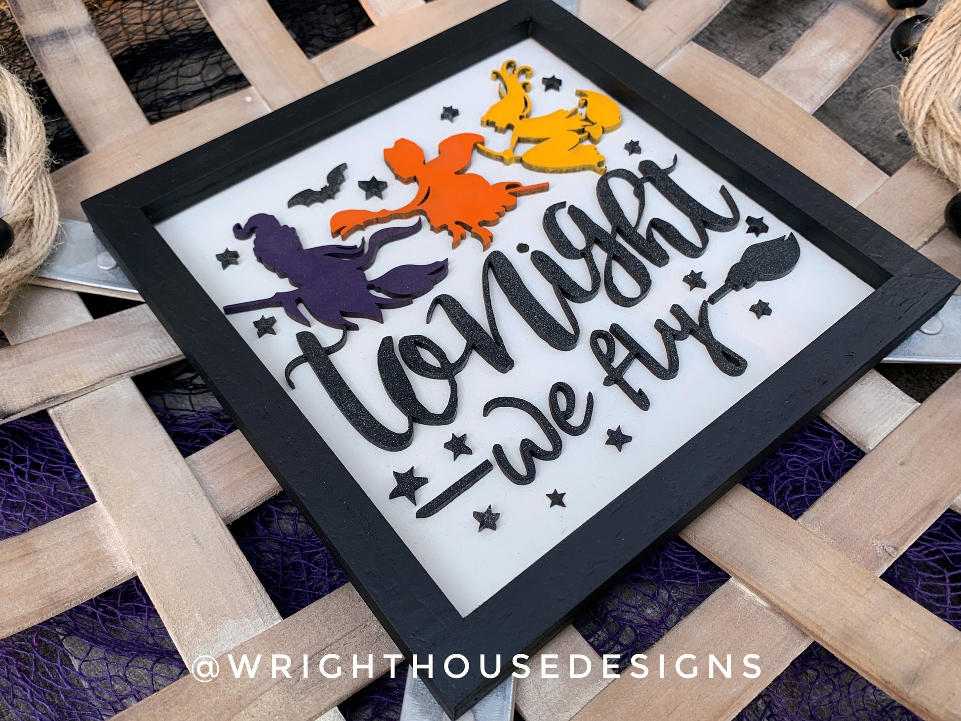 Tonight We Fly! - Halloween Coffee Bar Sign - Hocus Pocus Wall Art - Witchy Room Decor - Seasonal Dark Cottagecore Home and Kitchen Decor