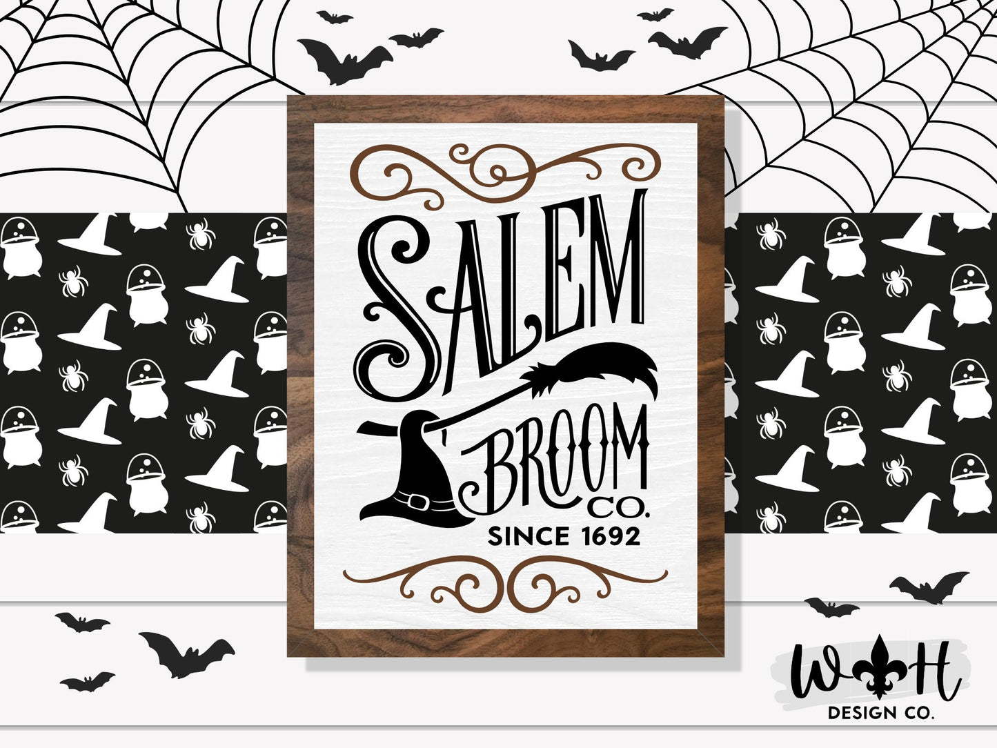 Salem Broom Co - Witchy Wall Sign - Halloween Coffee Bar Sign - Cottagecore Console Table Sign - Dark Academia Home Decor - Goth Wall Art