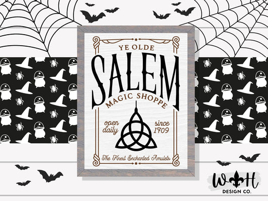 Salem Magic Shoppe - Kitchen Witch Alchemy Wall Sign - Halloween Coffee Station Sign - Dark Academia Cottagecore Home Decor - Goth Wall Art
