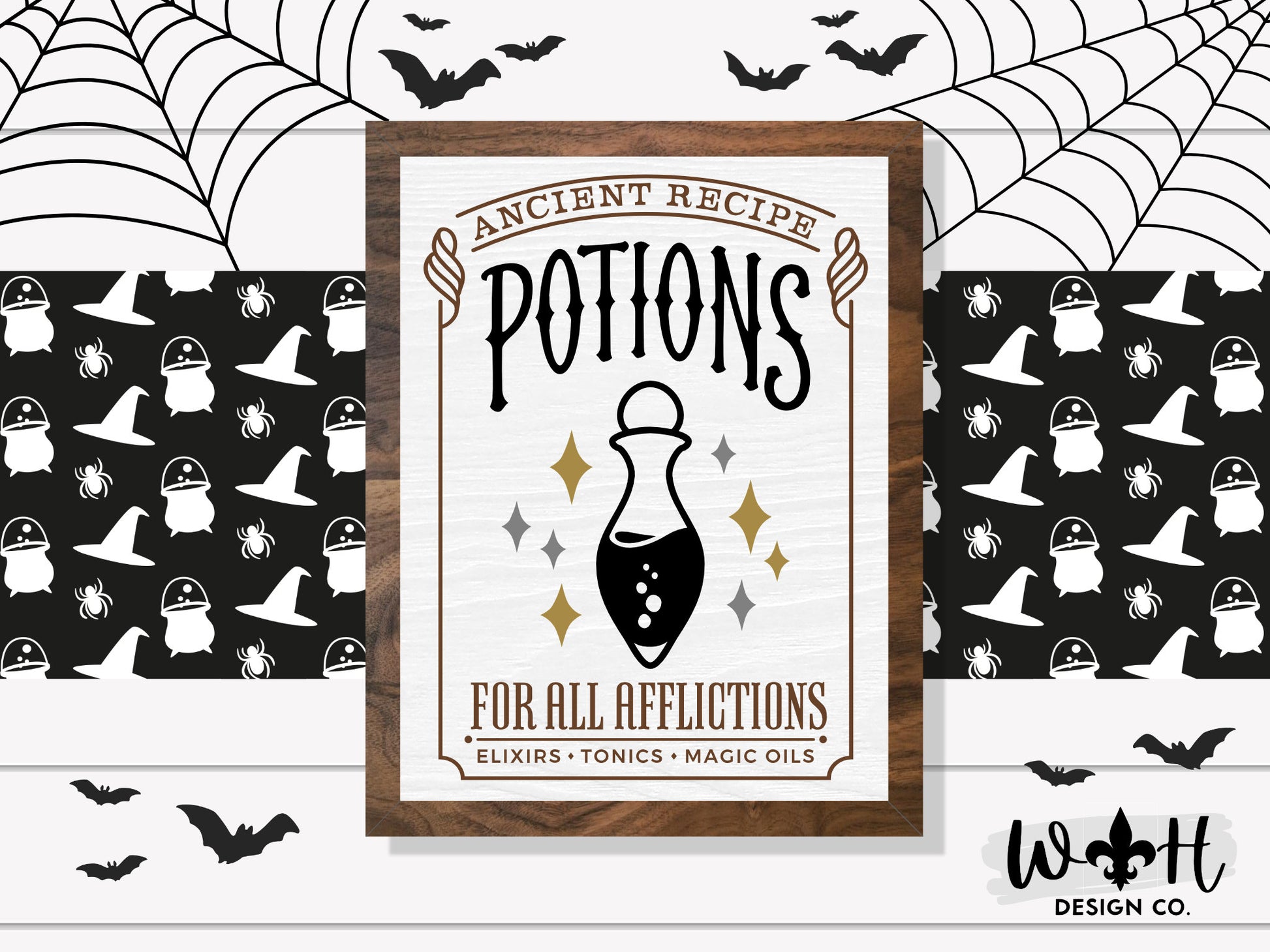 Ancient Recipe Potions - Kitchen Witch Alchemy Wall Sign - Halloween Coffee Bar Sign - Dark Academia Cottagecore Home Decor - Goth Wall Art