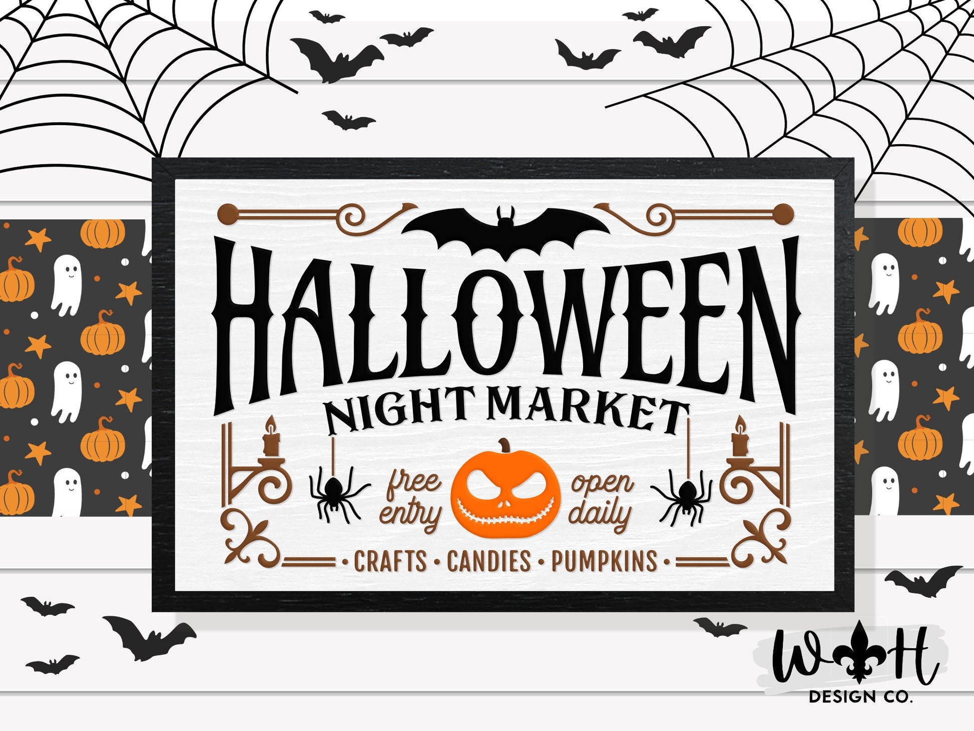 Halloween Night Market - Witchy Wall Sign - Seasonal Coffee Bar Sign - Cottagecore Pumpkin Decor - Dark Academia Room Decor - Goth Wall Art