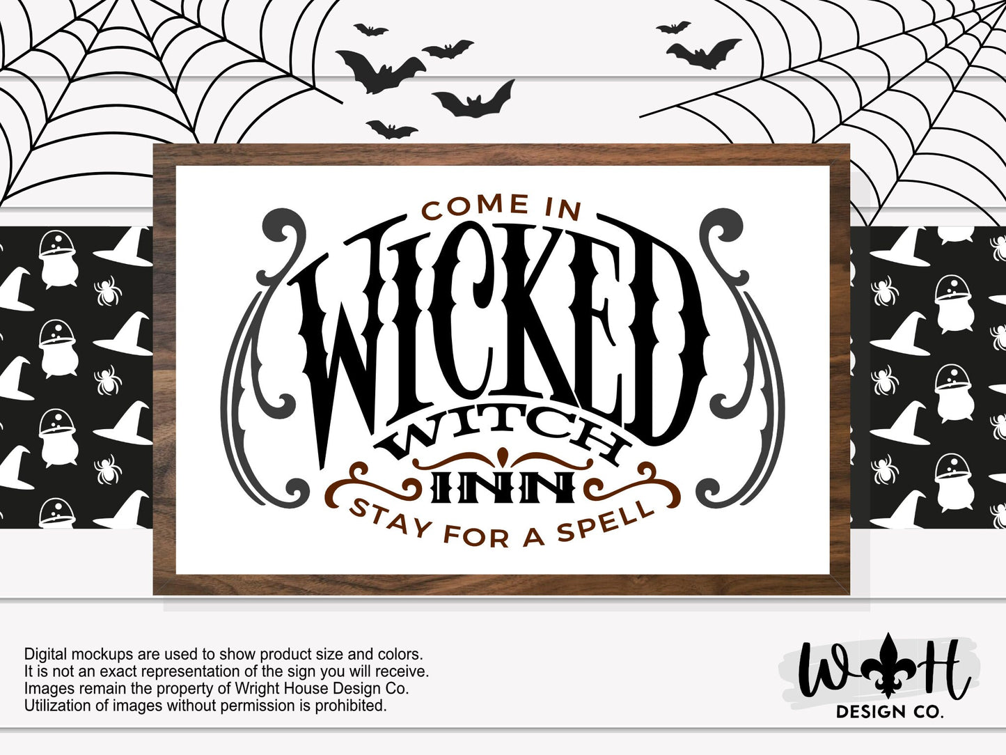 Wicked Witch Inn - Witchy Wall Sign - Wooden Coffee Station Sign - Dark Academia - Modern Farmhouse Halloween Decor - Framed Goth Wall Art