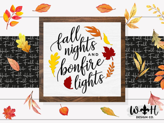 Fall Nights and Bonfire Lights - Wooden Coffee Bar Sign - Cottagecore Witch - Farmhouse Home Decor - Console Table Decor - Seasonal Wall Art