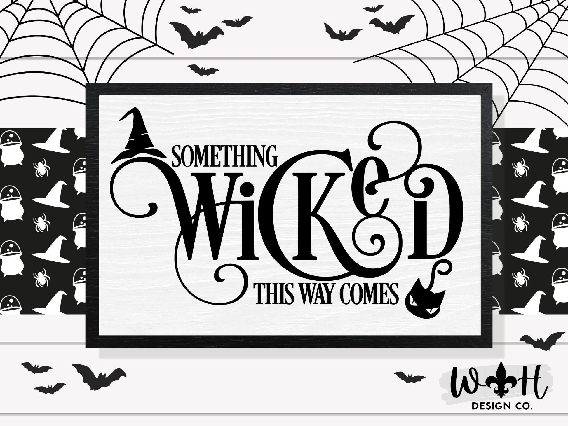 Something Wicked This Way Comes - Halloween Witchy Home Decor - Seasonal Coffee Bar Sign - Dark Academia - Handcrafted Framed Goth Wall Art