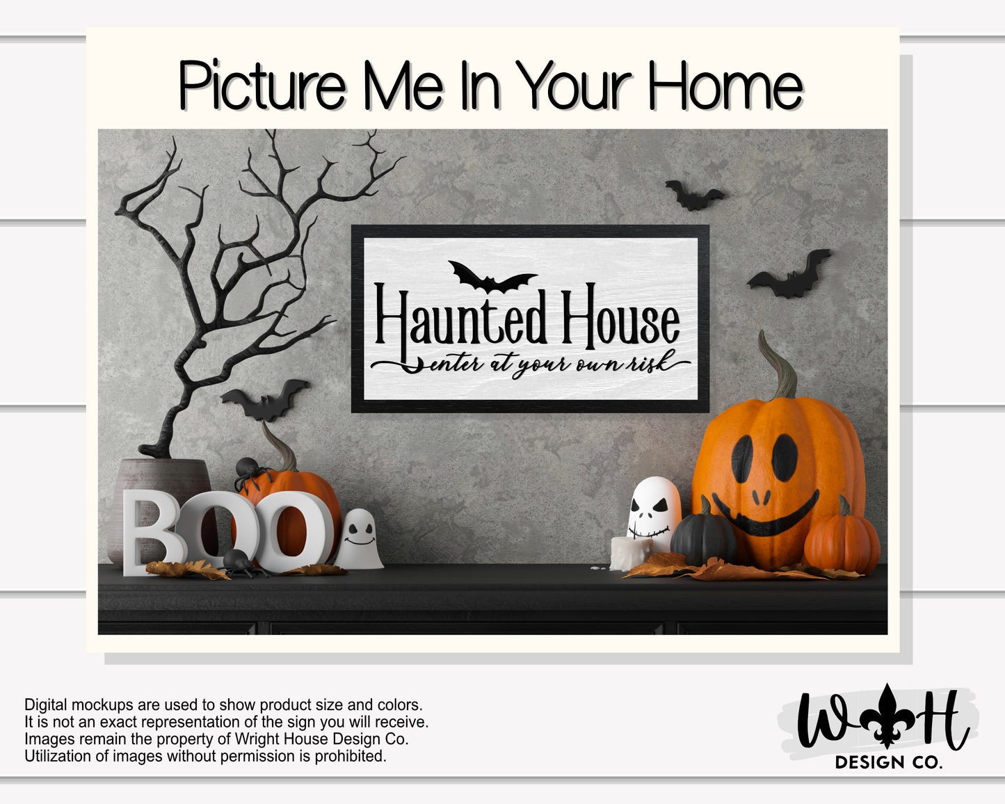 Haunted House Enter At Your Own Risk - Halloween Farmhouse - Witchy Kitchen and Coffee Bar Sign - Goth Wall Art - Dark Academia Home Decor