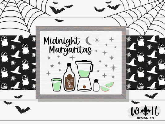 Midnight Margaritas - Practical Magic Kitchen Witch Wall Sign - Halloween Console Table and Coffee Bar Sign - Witchy Cottagecore Home Decor