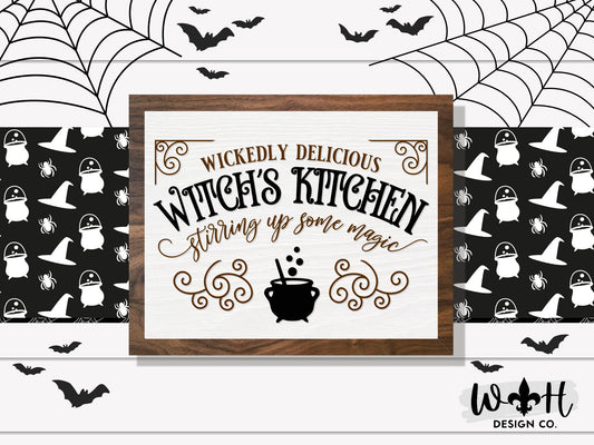 Wickedly Delicious Witch’s Kitchen - Kitchen Witch Wall Sign - Halloween Console Table and Coffee Bar Sign - Witchy Cottagecore Home Decor
